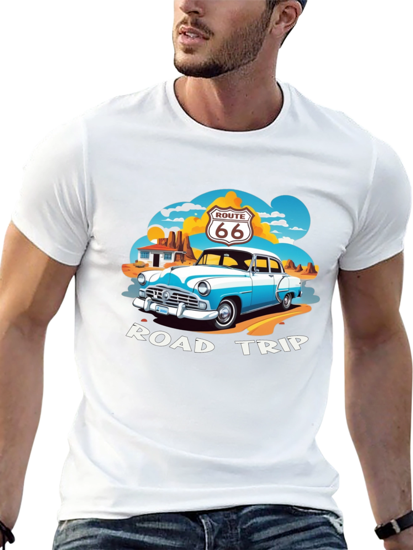 Route 66 Road Trip Black Graphic Tee