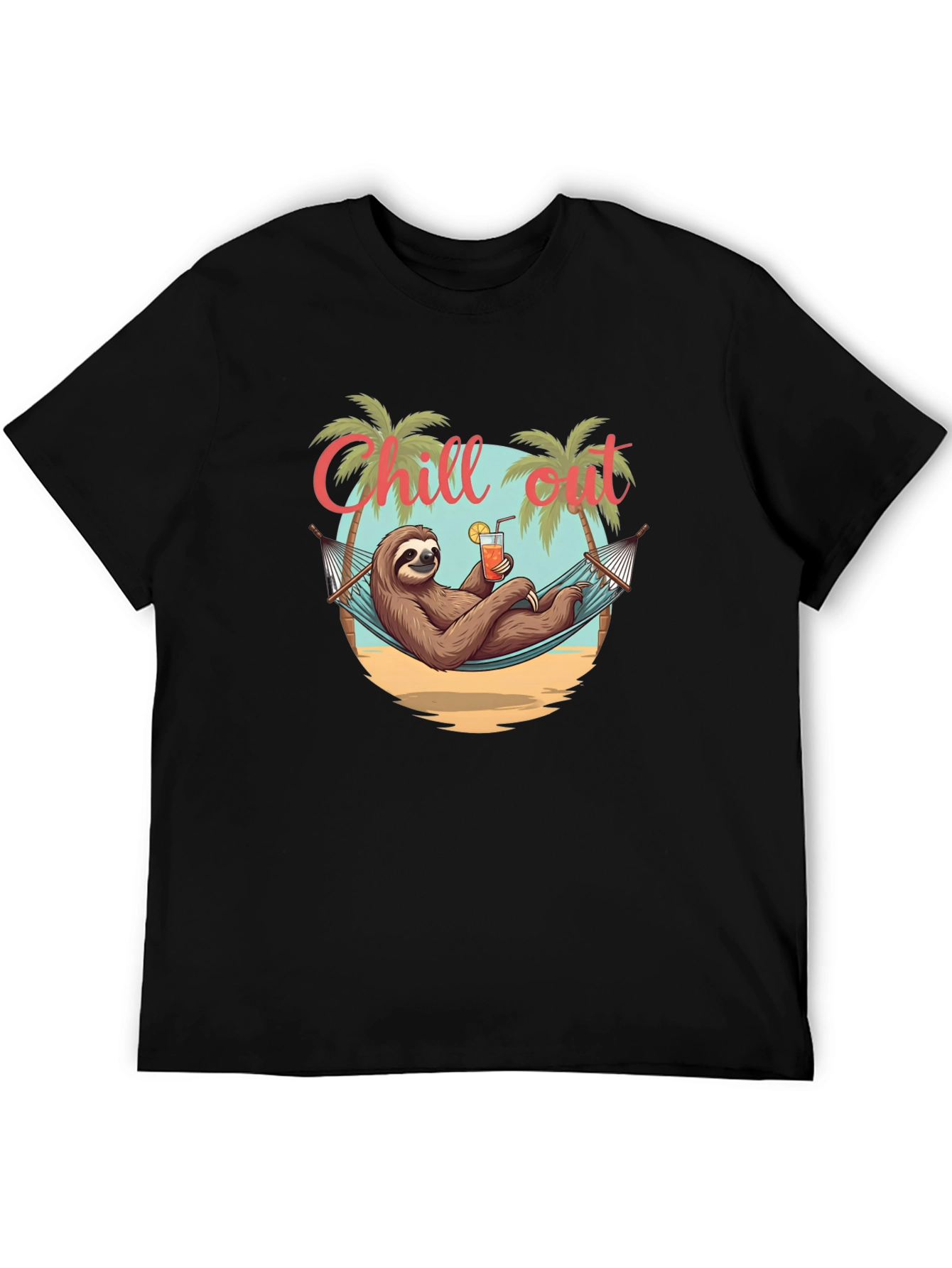 Chill Out Sloth T-Shirt - Relaxed Beach Vibes