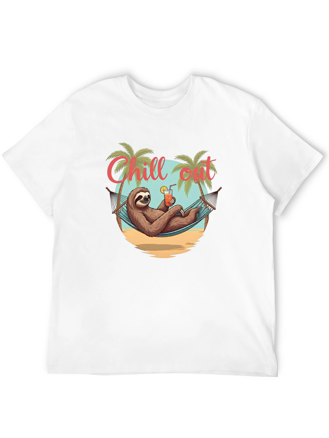 Chill Out Sloth T-Shirt - Relaxed Beach Vibes