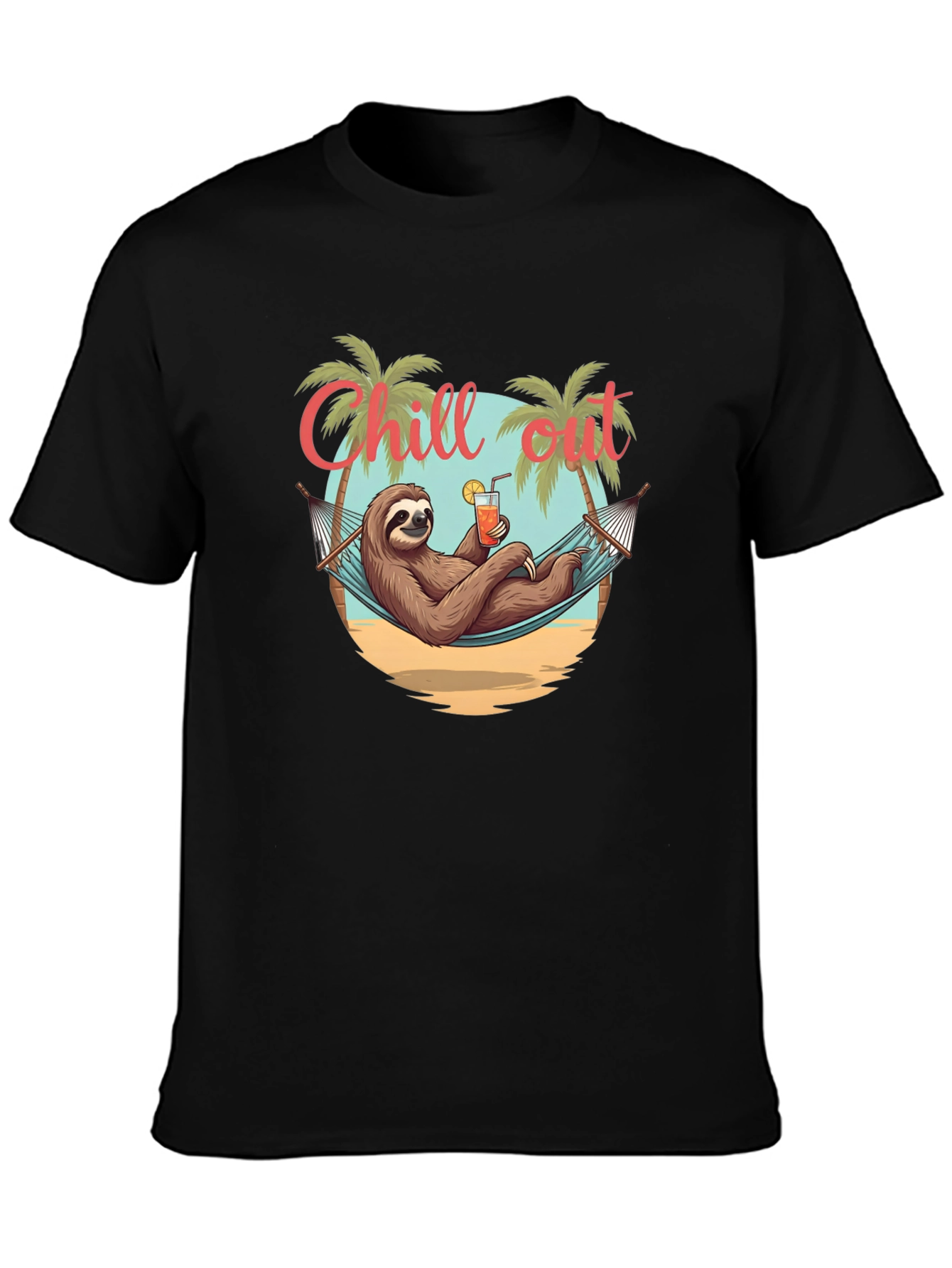 Chill Out Sloth T-Shirt - Relaxed Beach Vibes