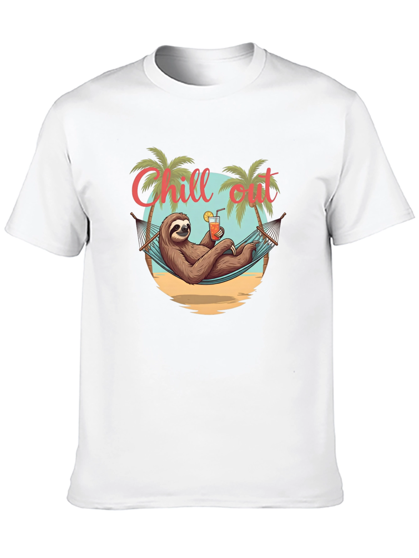 Chill Out Sloth T-Shirt - Relaxed Beach Vibes