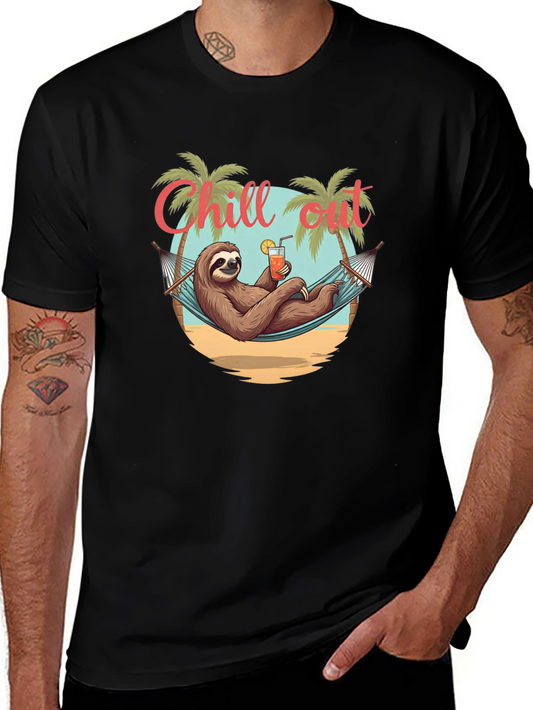 Chill Out Sloth T-Shirt - Relaxed Beach Vibes