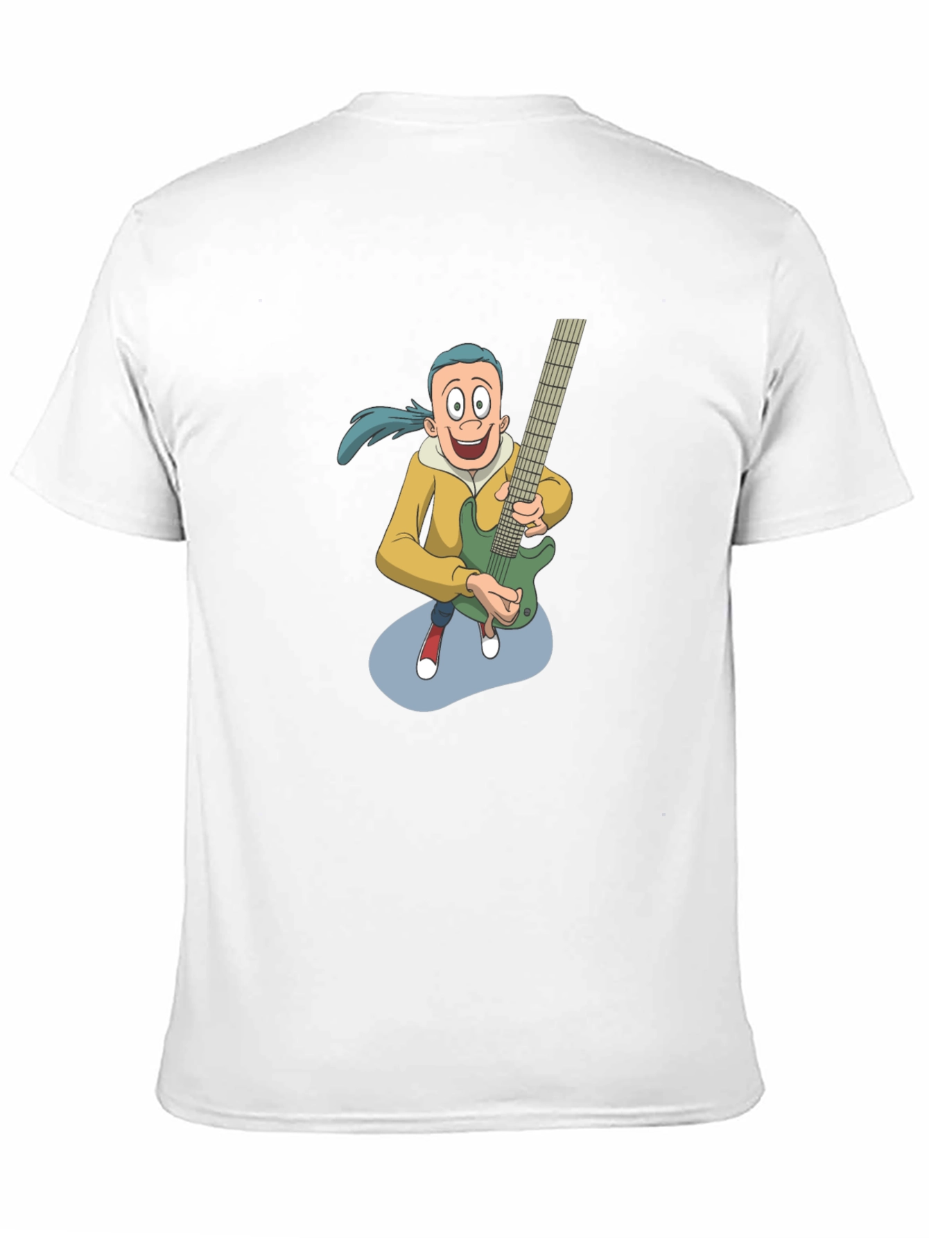 Cartoon Guitarist Graphic Tee - Black