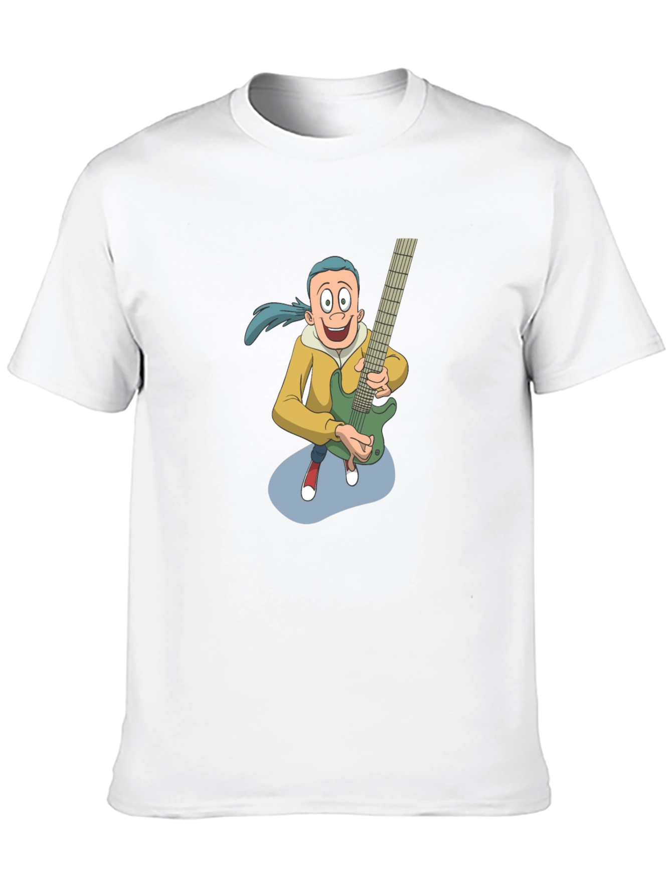 Cartoon Guitarist Graphic Tee - Black