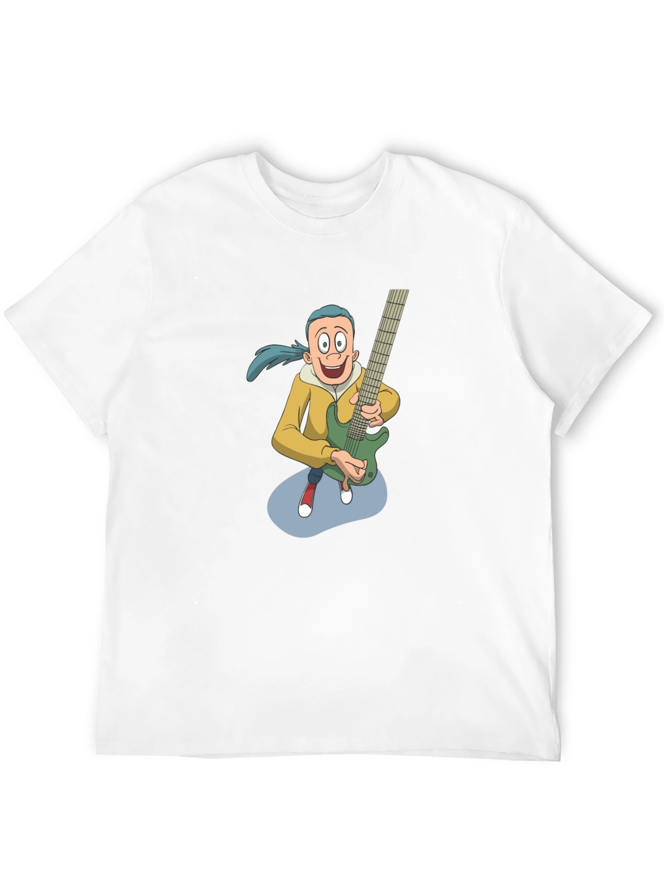 Cartoon Guitarist Graphic Tee - Black