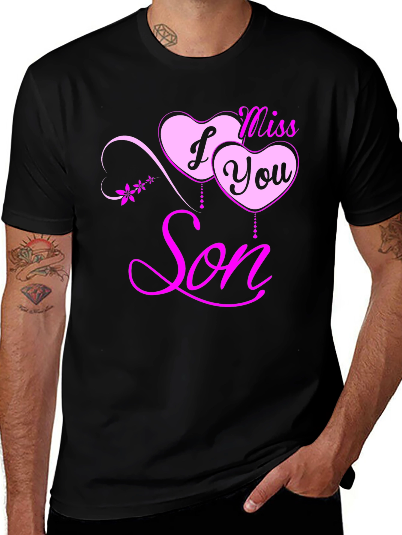 I Miss You Son Black T-Shirt