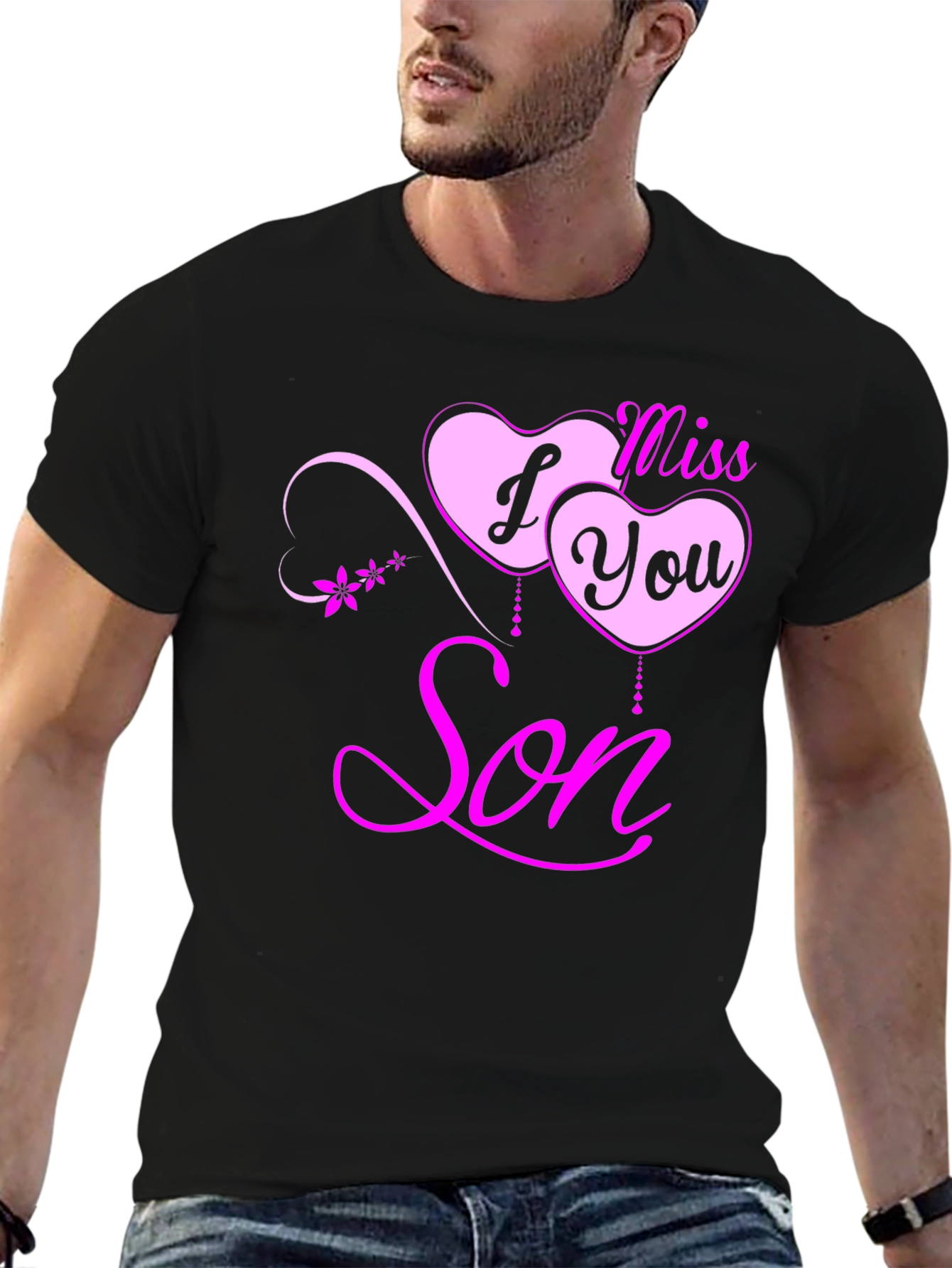 I Miss You Son Black T-Shirt