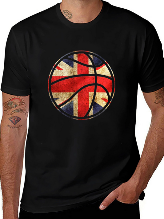 UK Flag Basketball Graphic Black T-Shirt