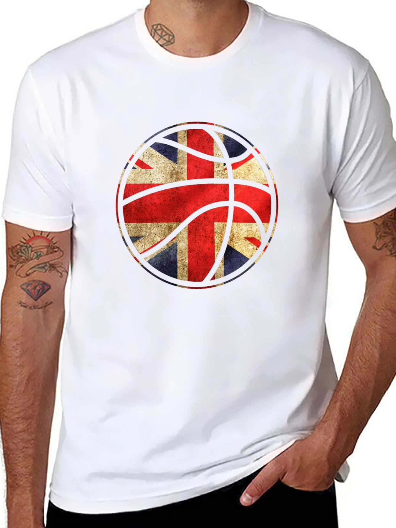 UK Flag Basketball Graphic Black T-Shirt