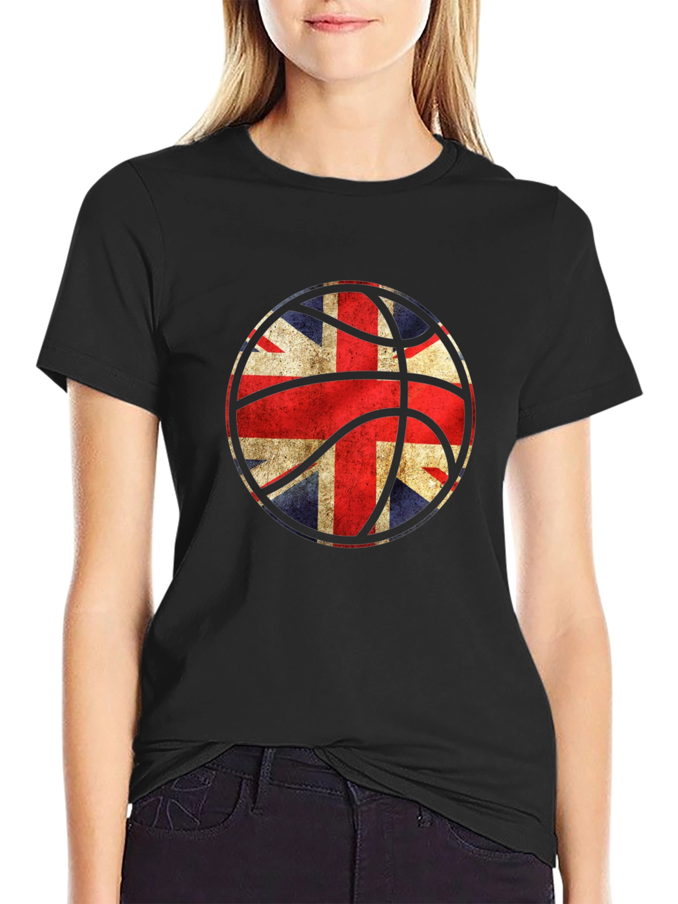 UK Flag Basketball Graphic Black T-Shirt