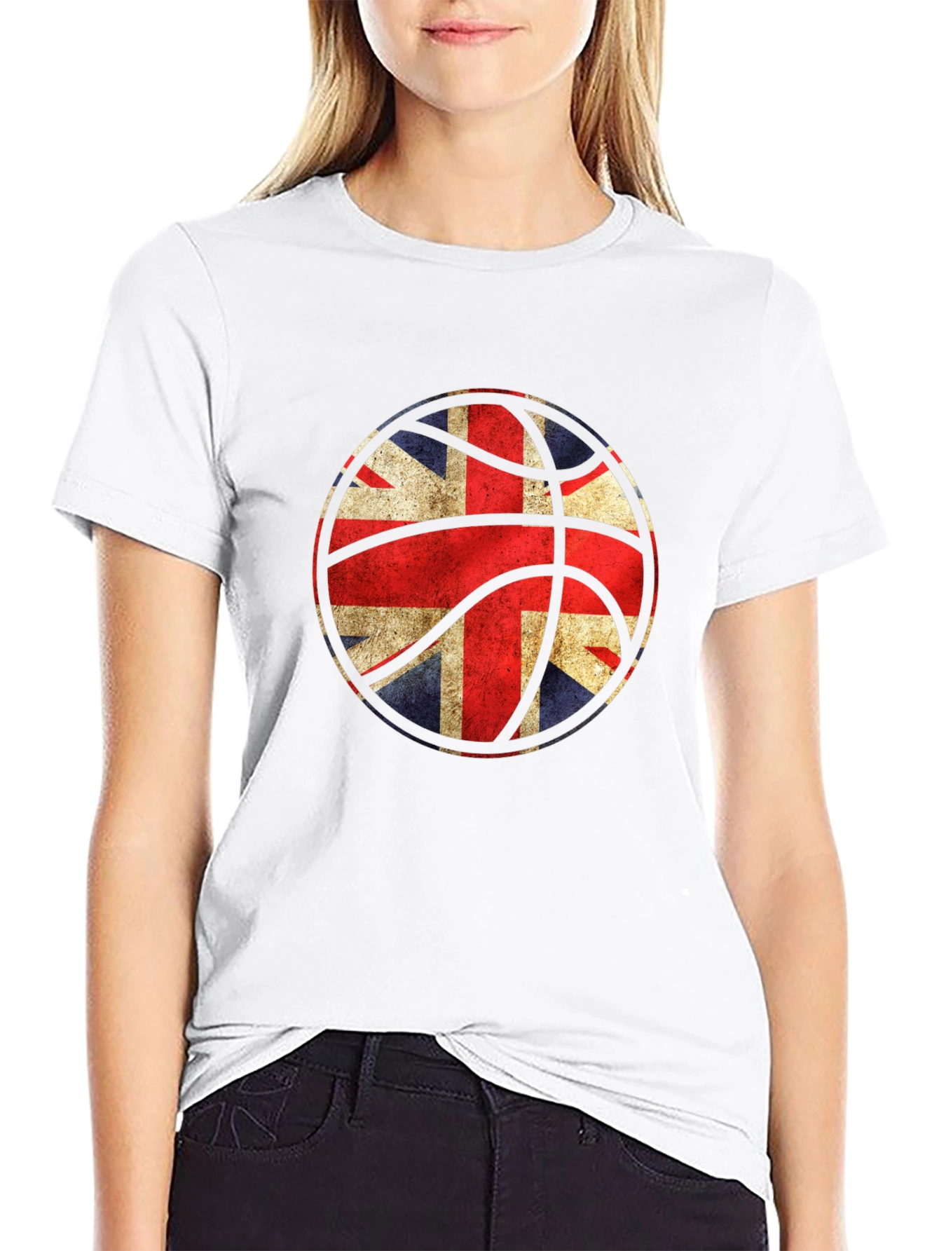 UK Flag Basketball Graphic Black T-Shirt