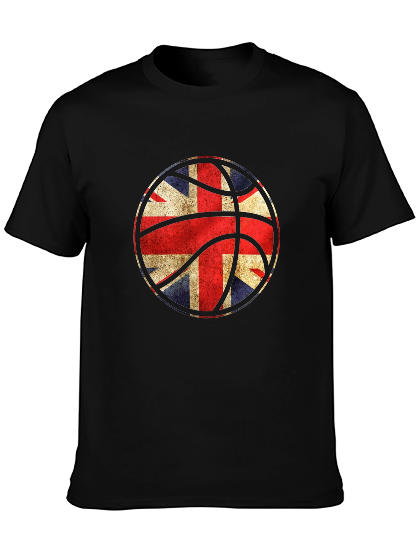 UK Flag Basketball Graphic Black T-Shirt