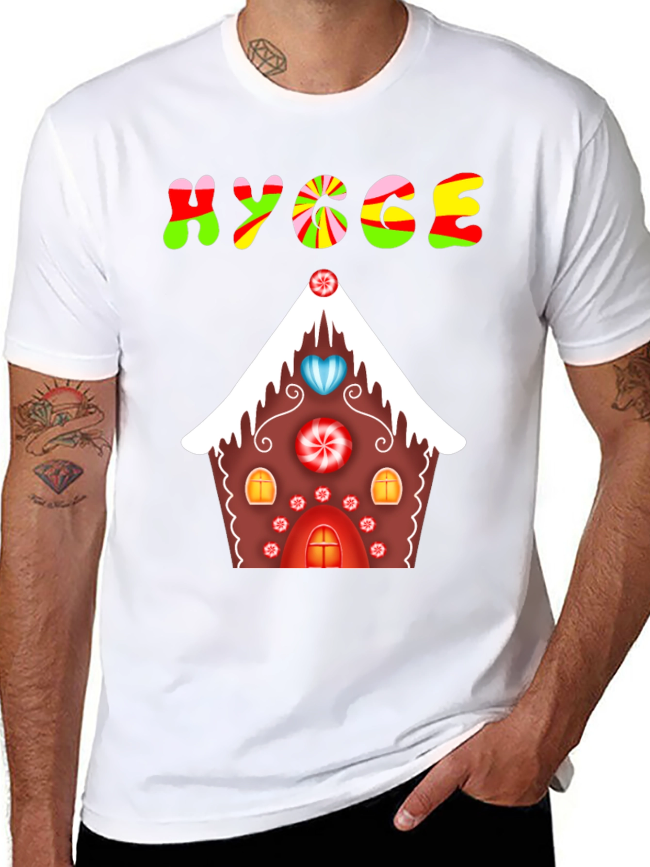 Hygge Gingerbread House Graphic Tee - Festive Comfort