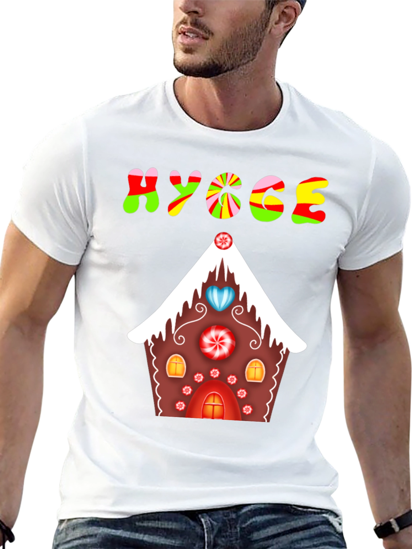 Hygge Gingerbread House Graphic Tee - Festive Comfort