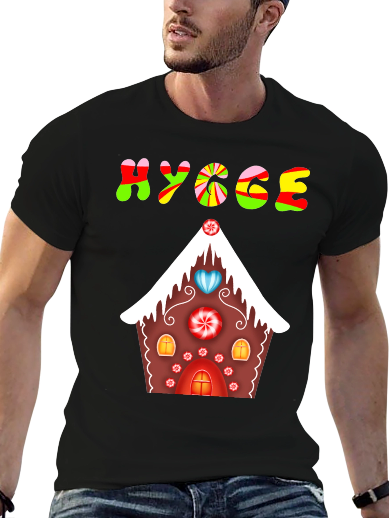 Hygge Gingerbread House Graphic Tee - Festive Comfort