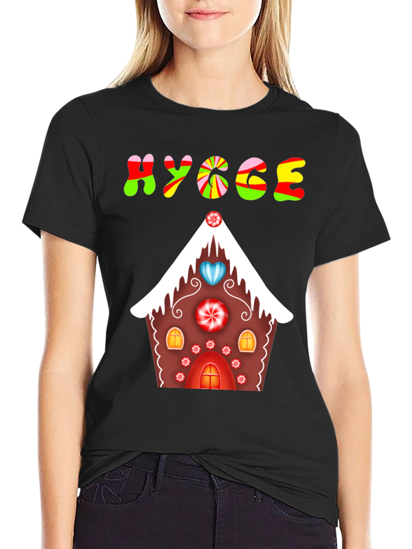 Hygge Gingerbread House Graphic Tee - Festive Comfort