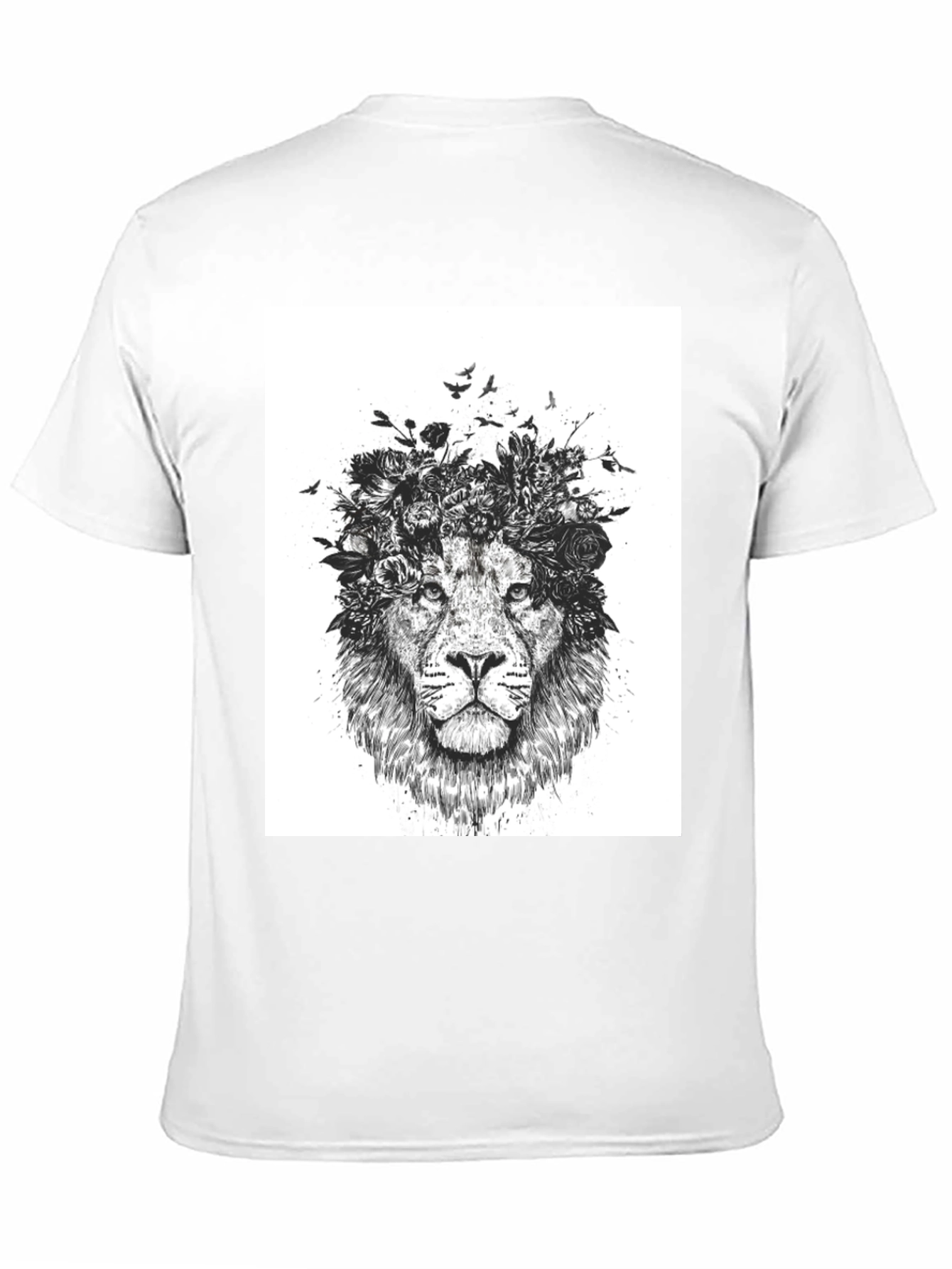 Lion Floral Crown Graphic Tee - Black