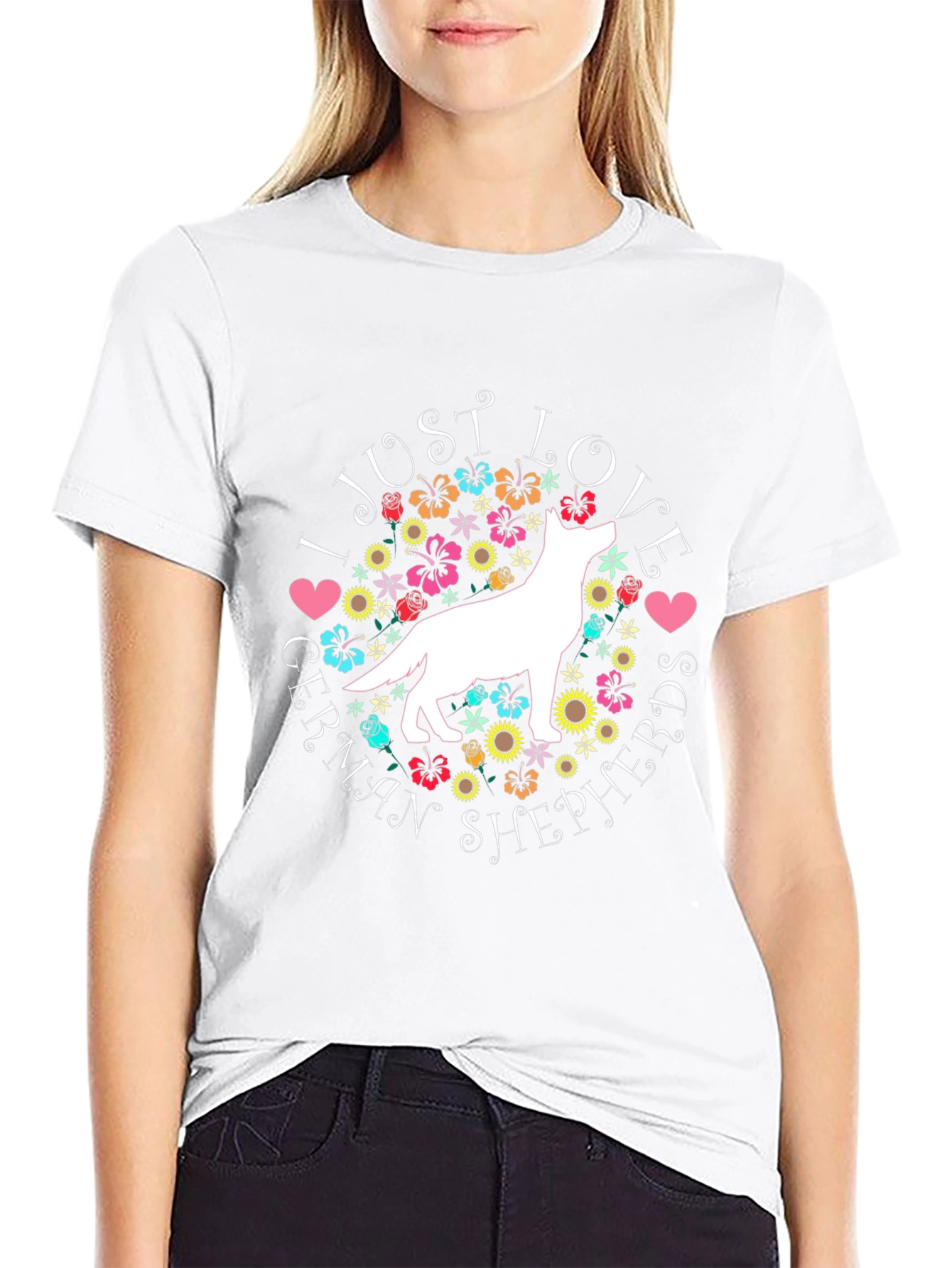 I Love German Shepherds Black T-Shirt