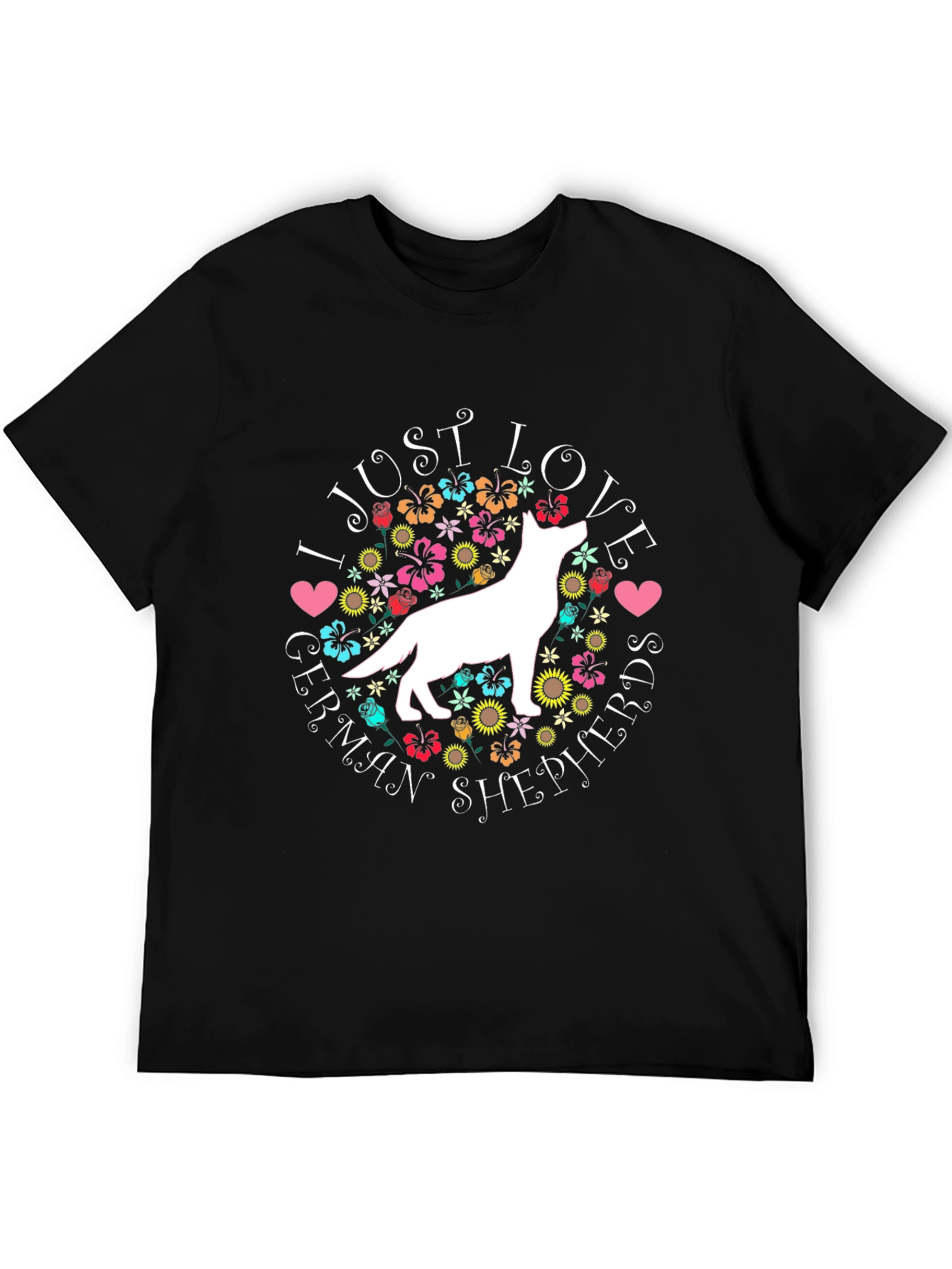 I Love German Shepherds Black T-Shirt