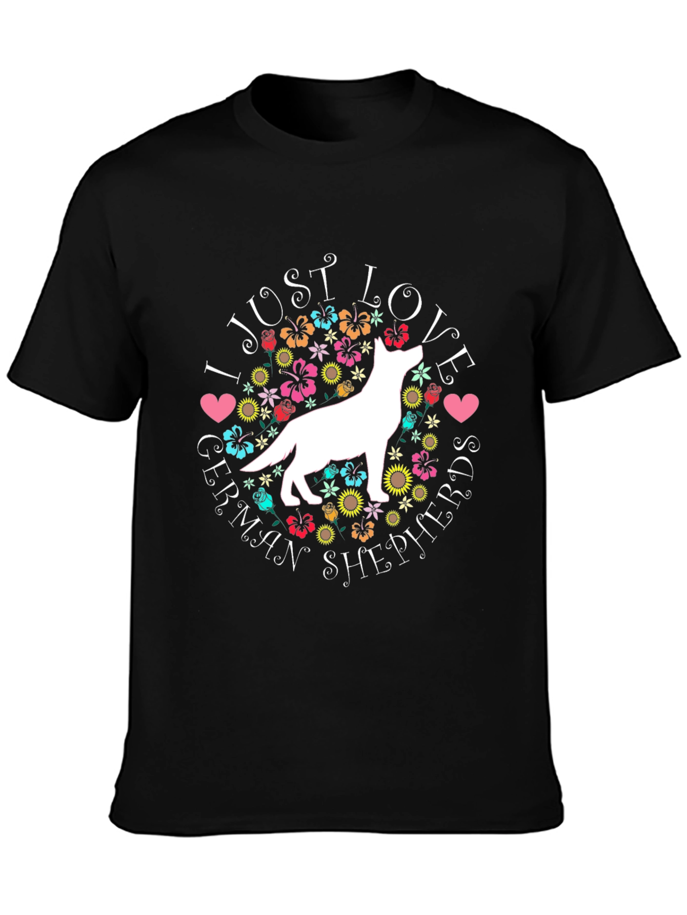 I Love German Shepherds Black T-Shirt