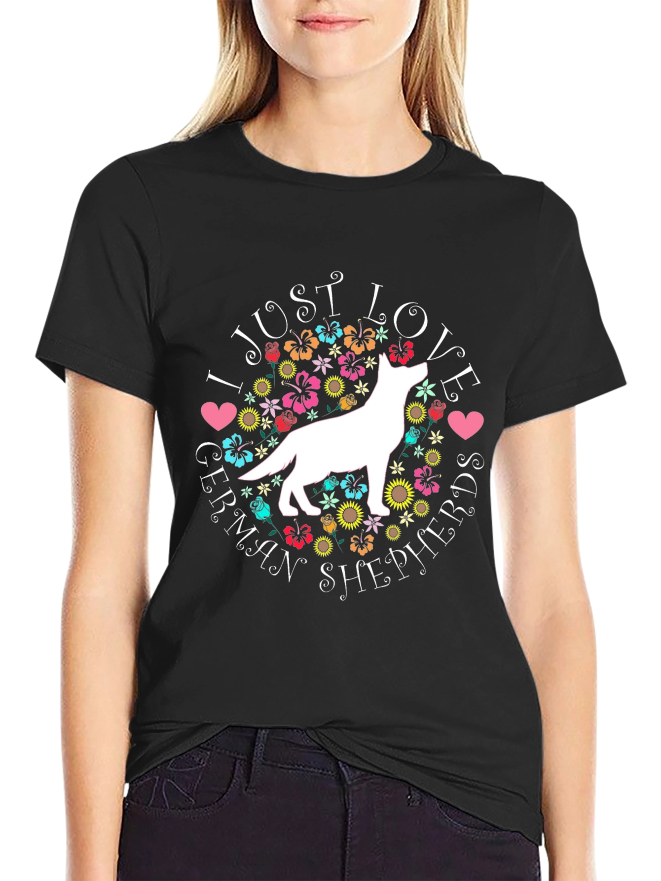 I Love German Shepherds Black T-Shirt