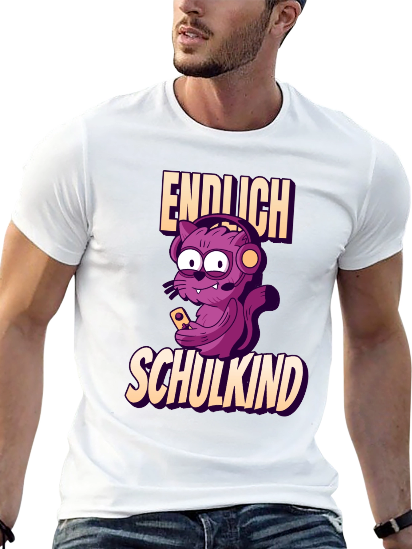 Funny Gamer Cat Endlich Schulkind T-Shirt