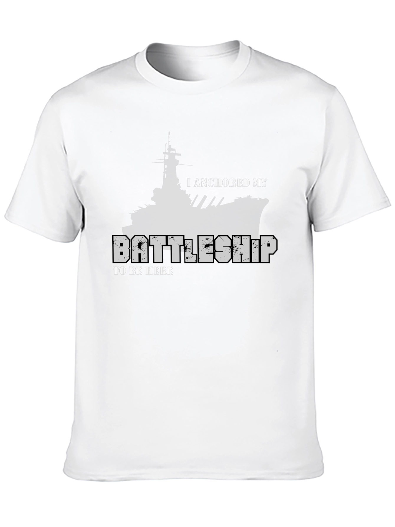Anchored Battleship Graphic Tee - Black Cotton Shirt