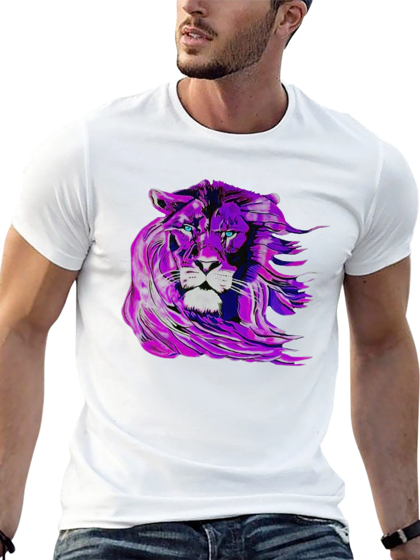 Purple Lion Graphic Tee - Mens Black T-Shirt