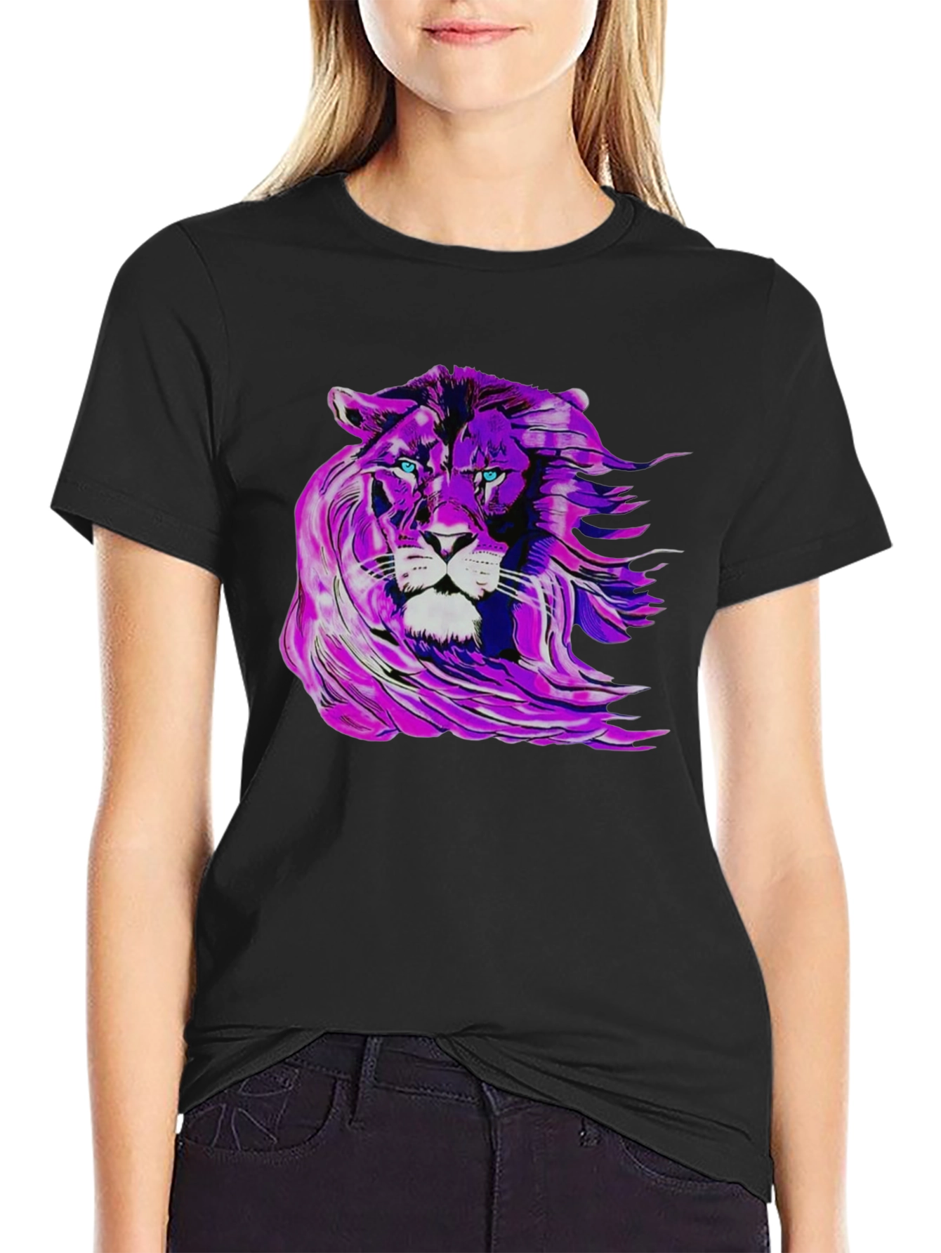 Purple Lion Graphic Tee - Mens Black T-Shirt