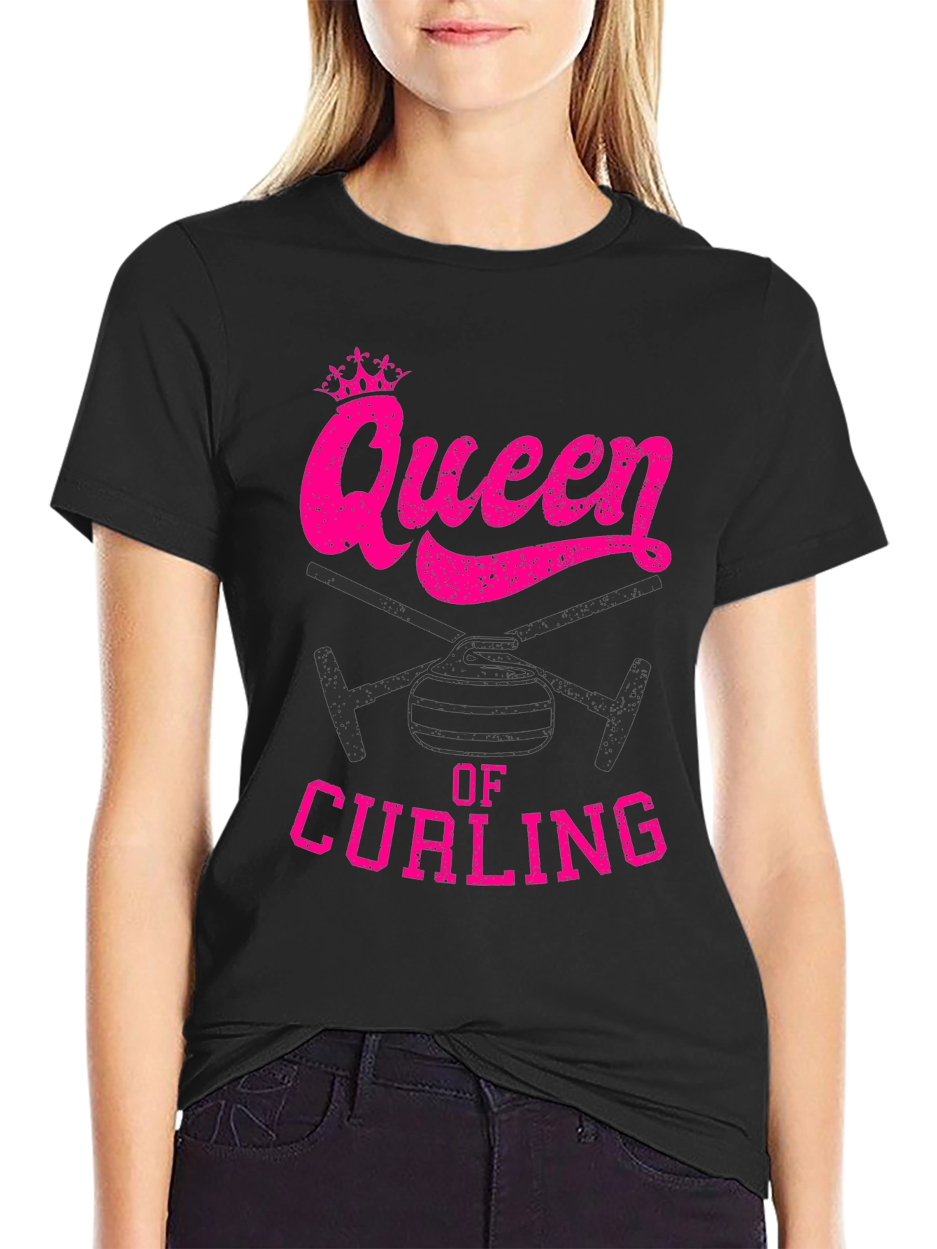 Queen of Curling T-Shirt - Novelty Sports Tee