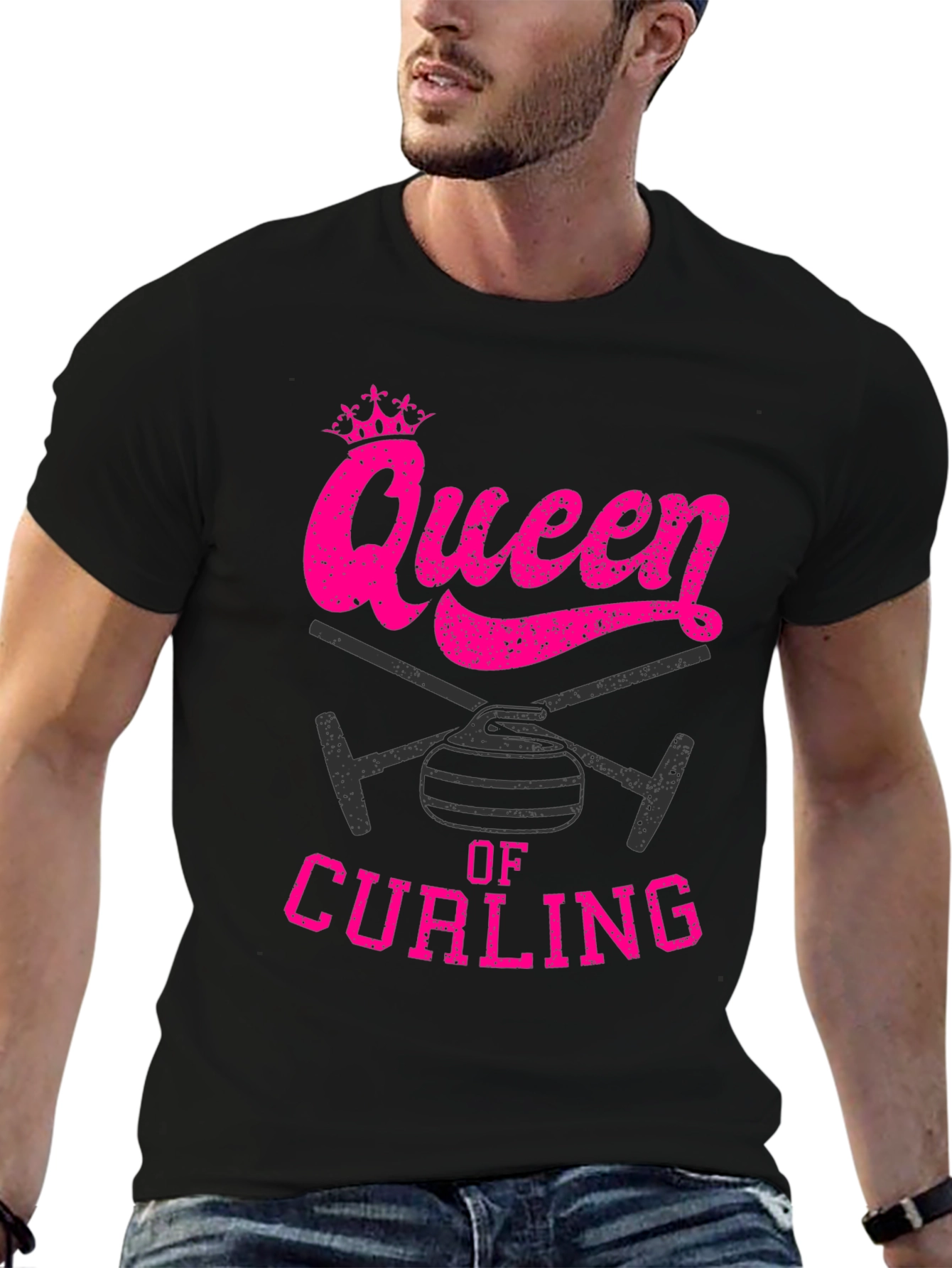 Queen of Curling T-Shirt - Novelty Sports Tee