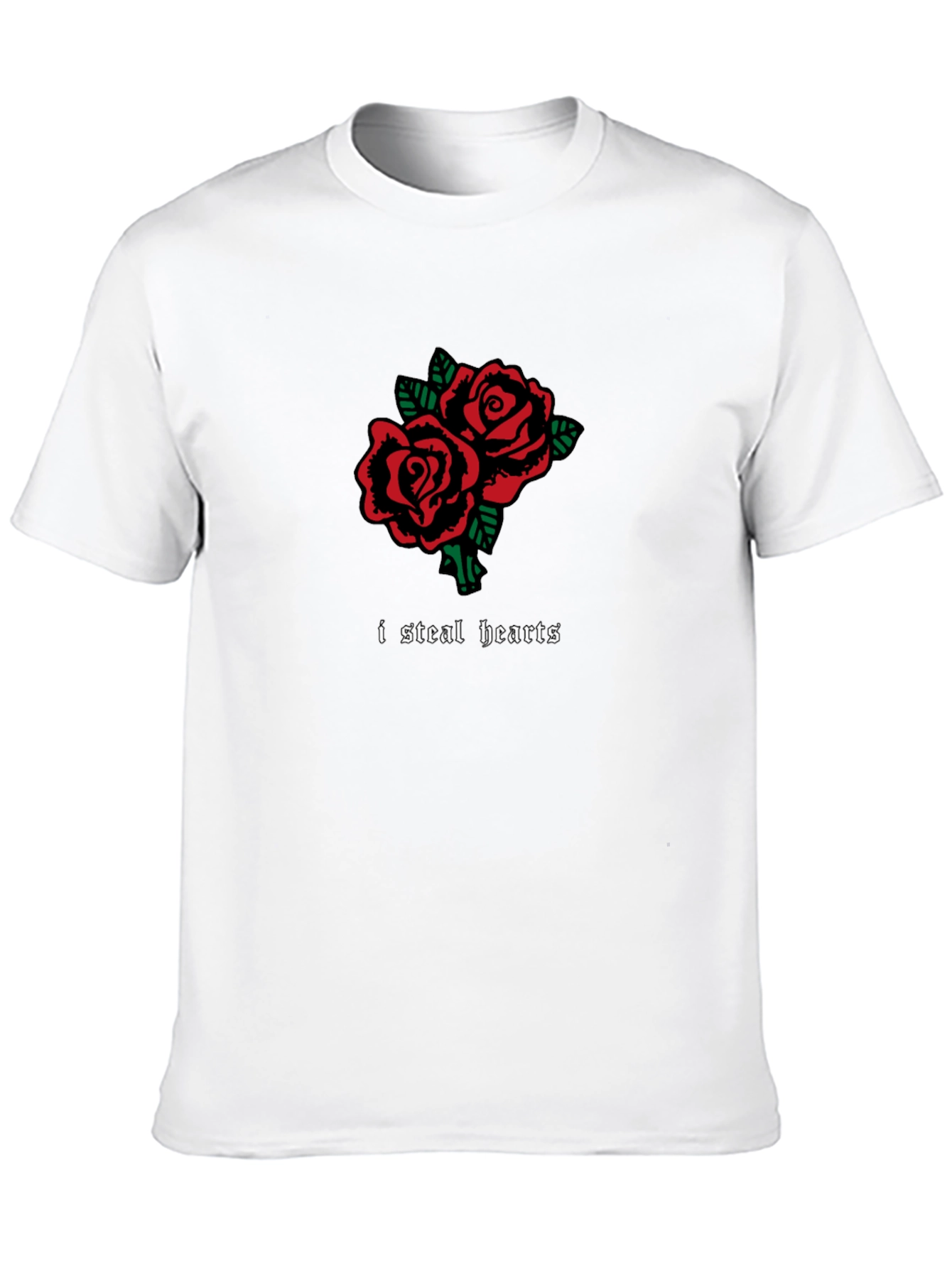 I Steal Hearts Rose Graphic Black T-Shirt