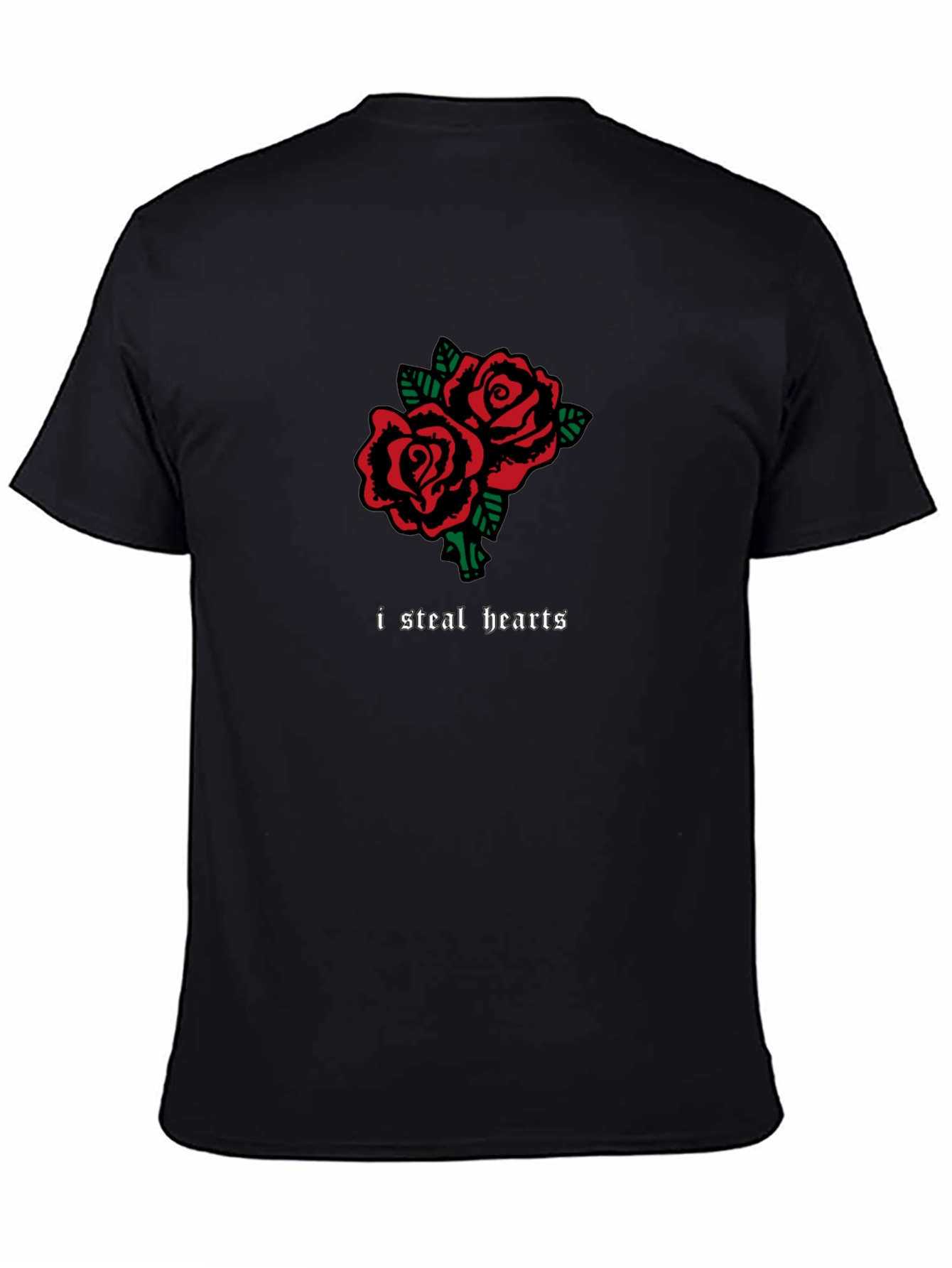 I Steal Hearts Rose Graphic Black T-Shirt