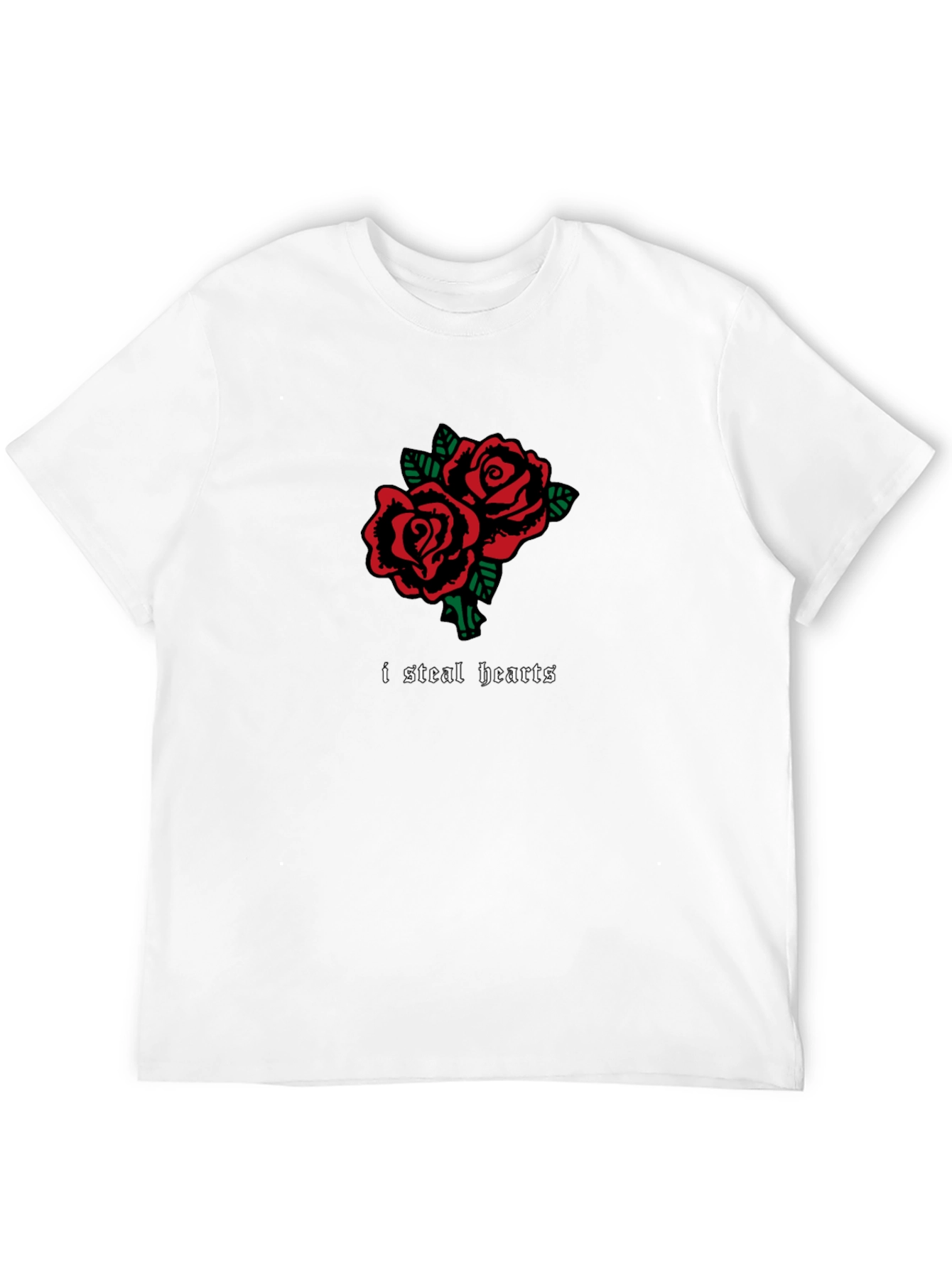I Steal Hearts Rose Graphic Black T-Shirt
