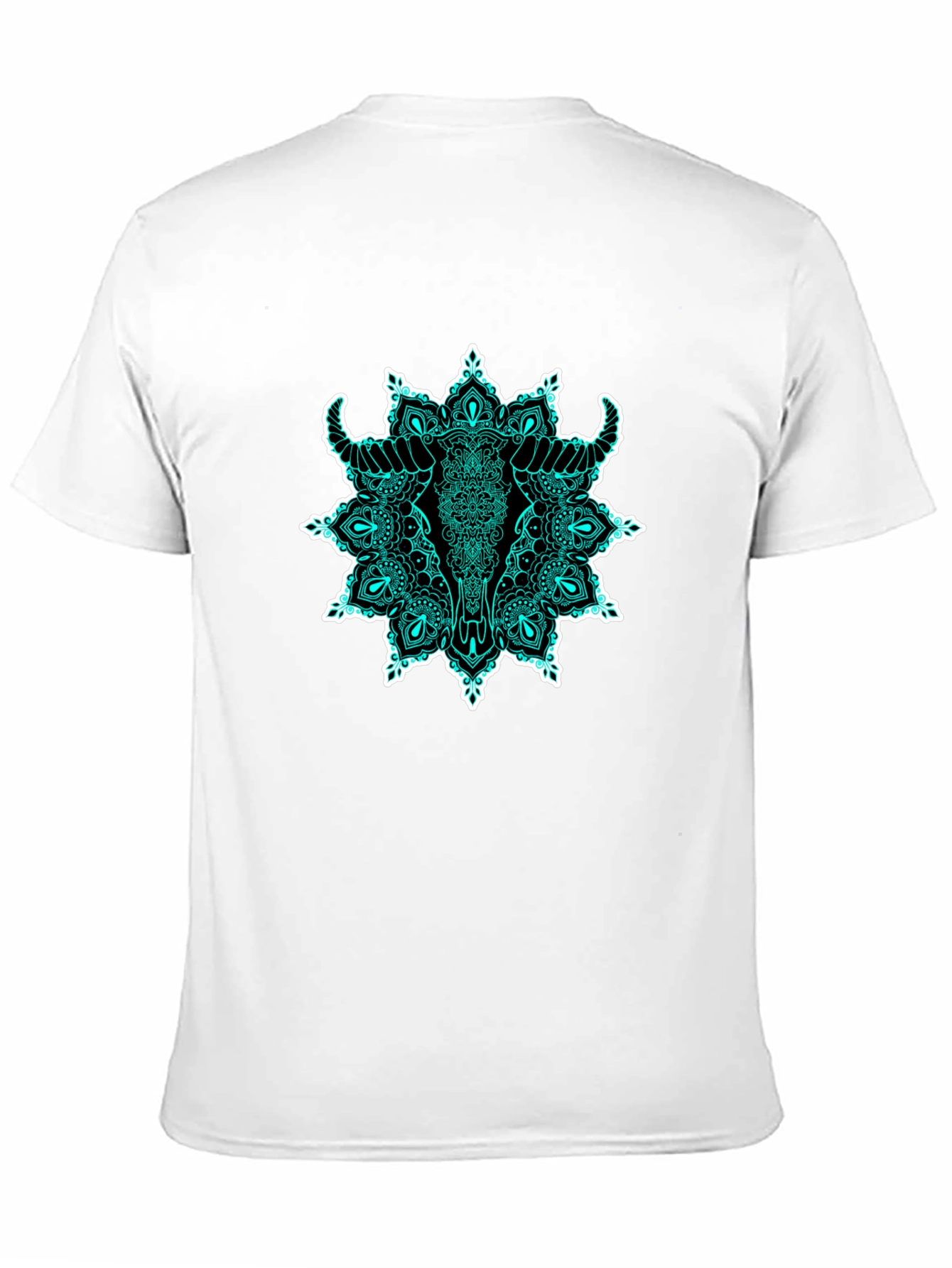 Bull Skull Mandala Graphic T-Shirt - Black