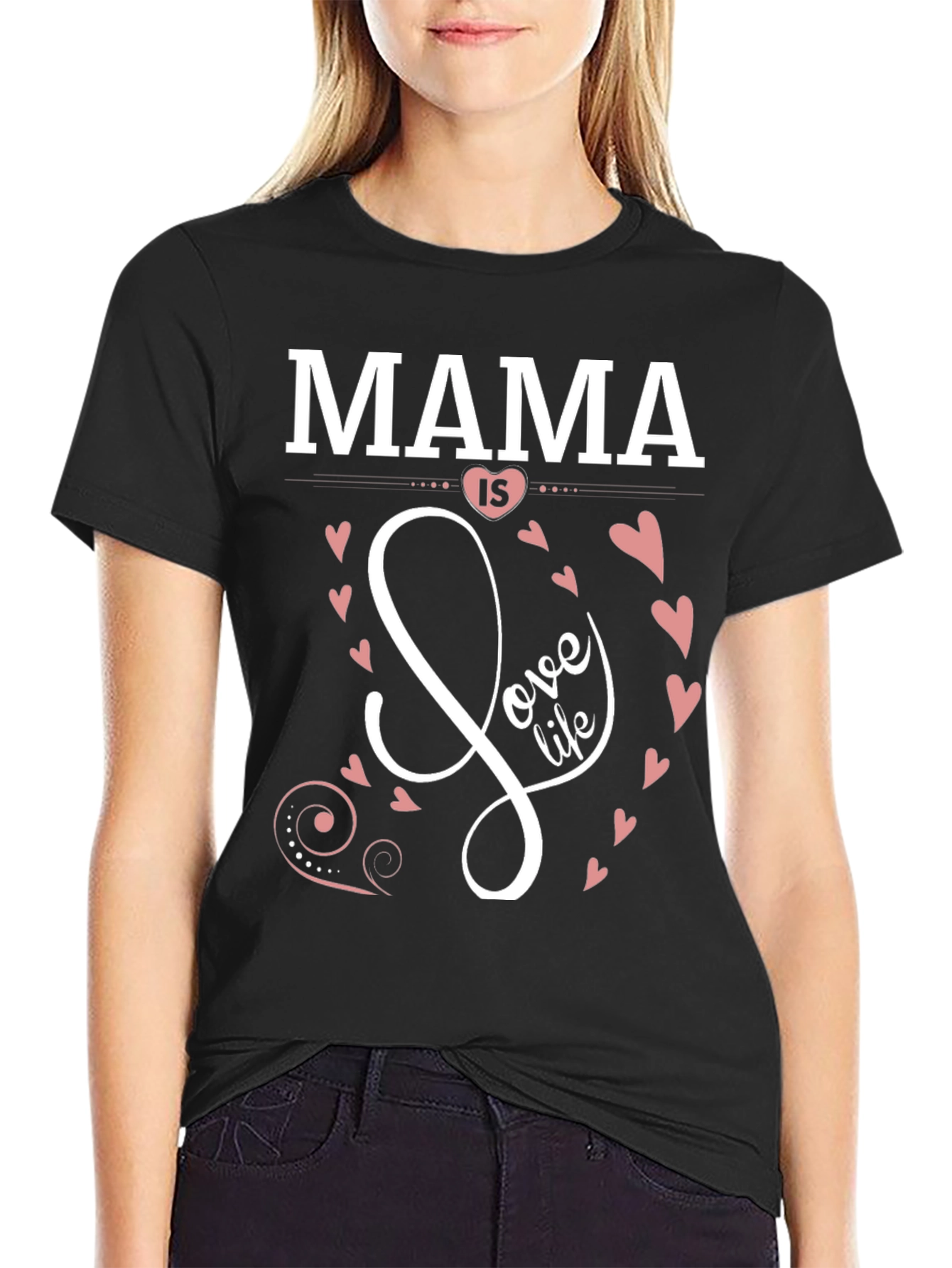 Mama is Love Life Black Graphic T-Shirt