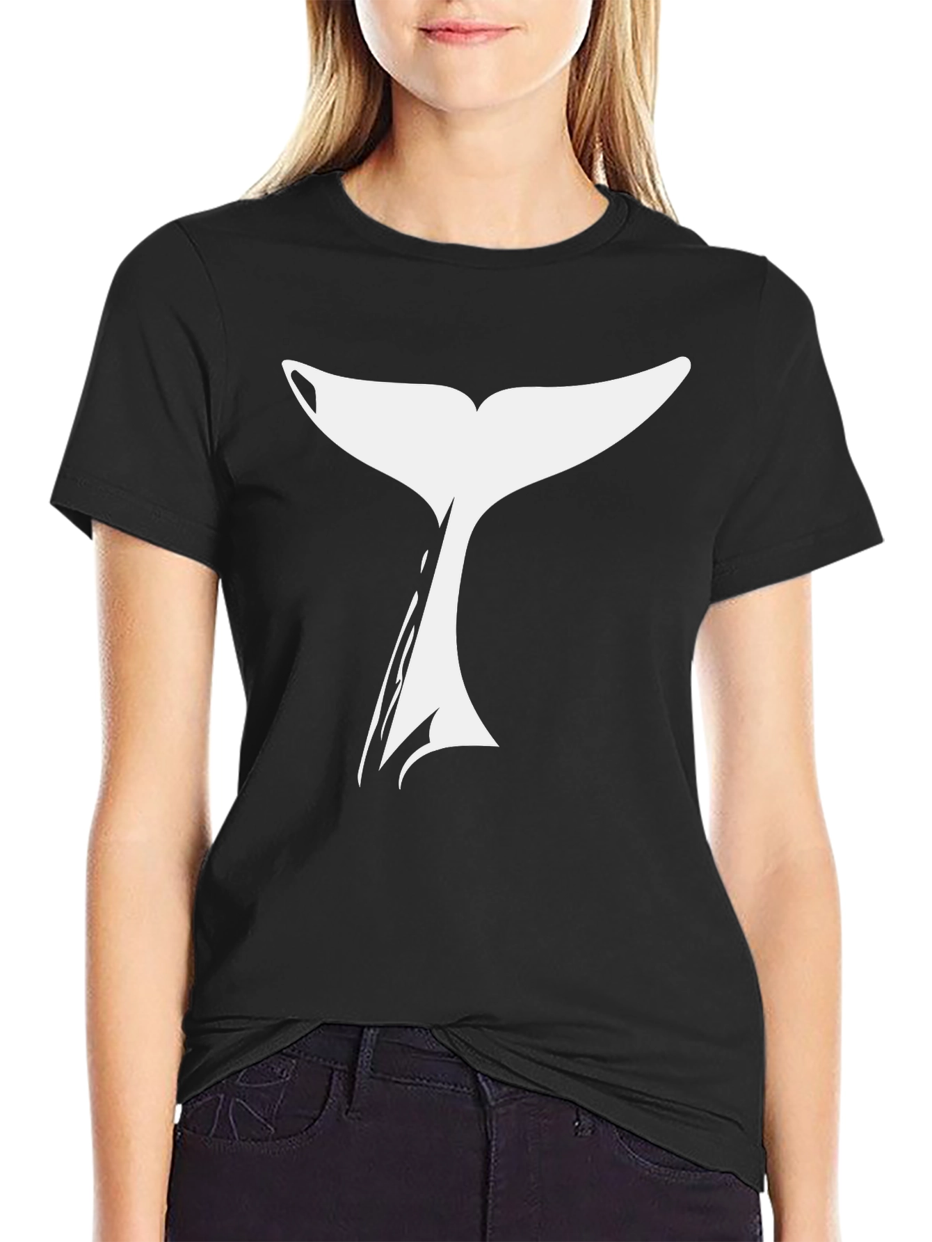 Whale Tail Graphic T-Shirt - Black