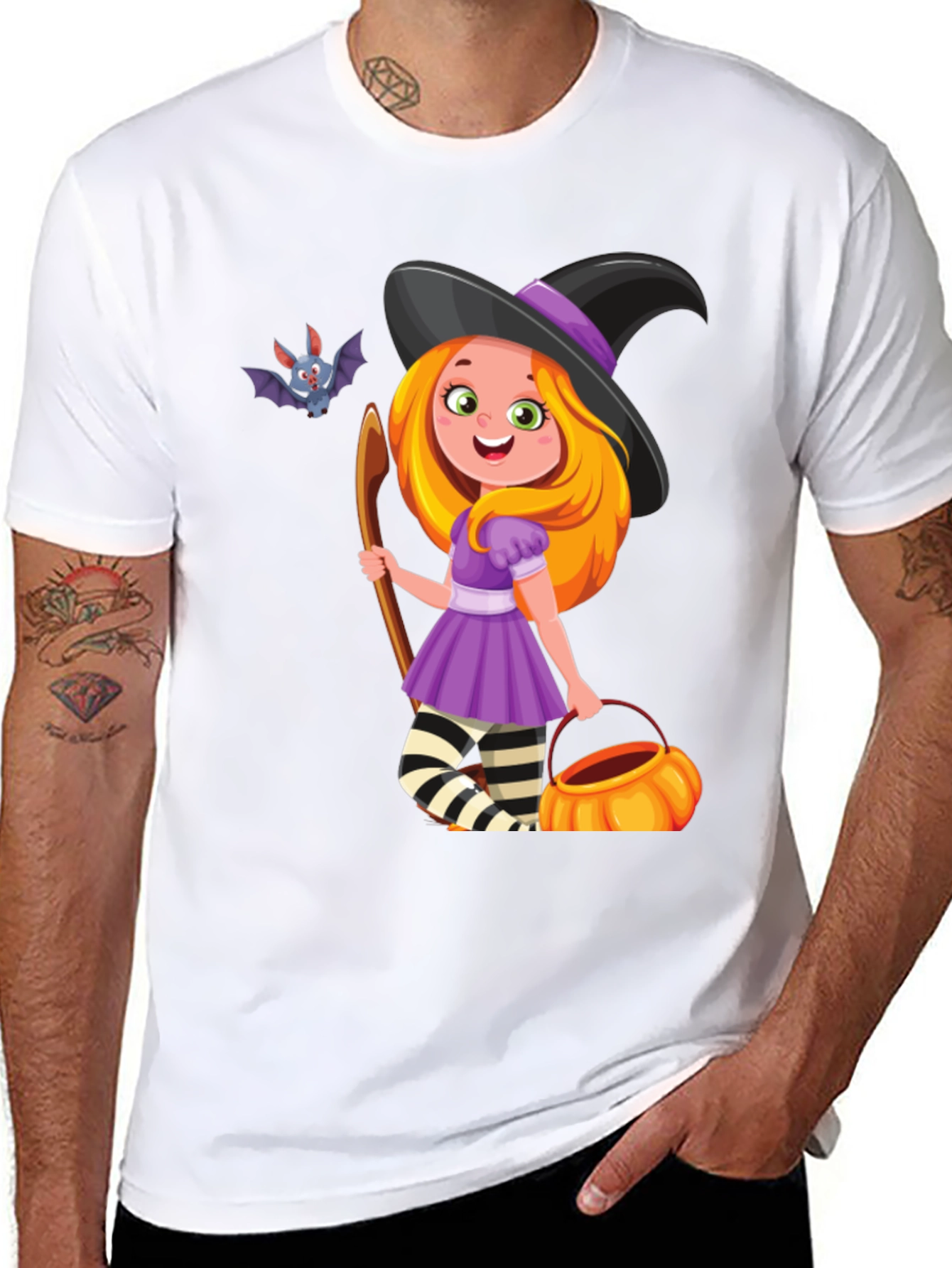 Halloween Witch T-Shirt - Cute Bat Design