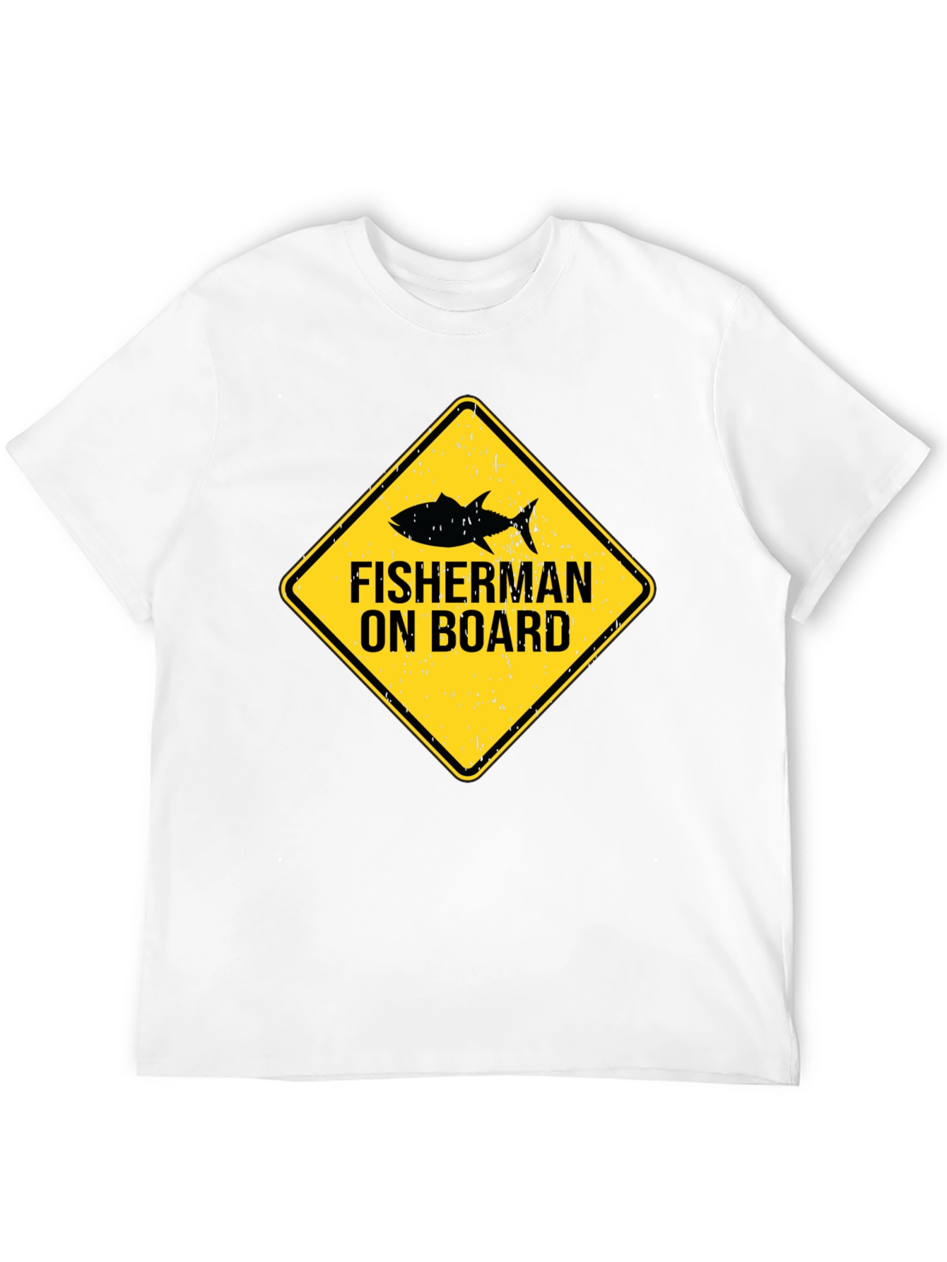 Fisherman On Board Black Cotton T-Shirt