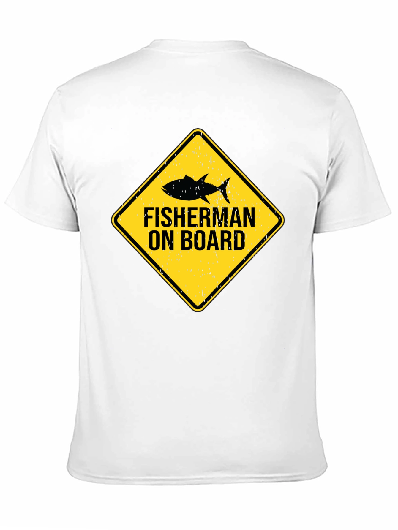 Fisherman On Board Black Cotton T-Shirt