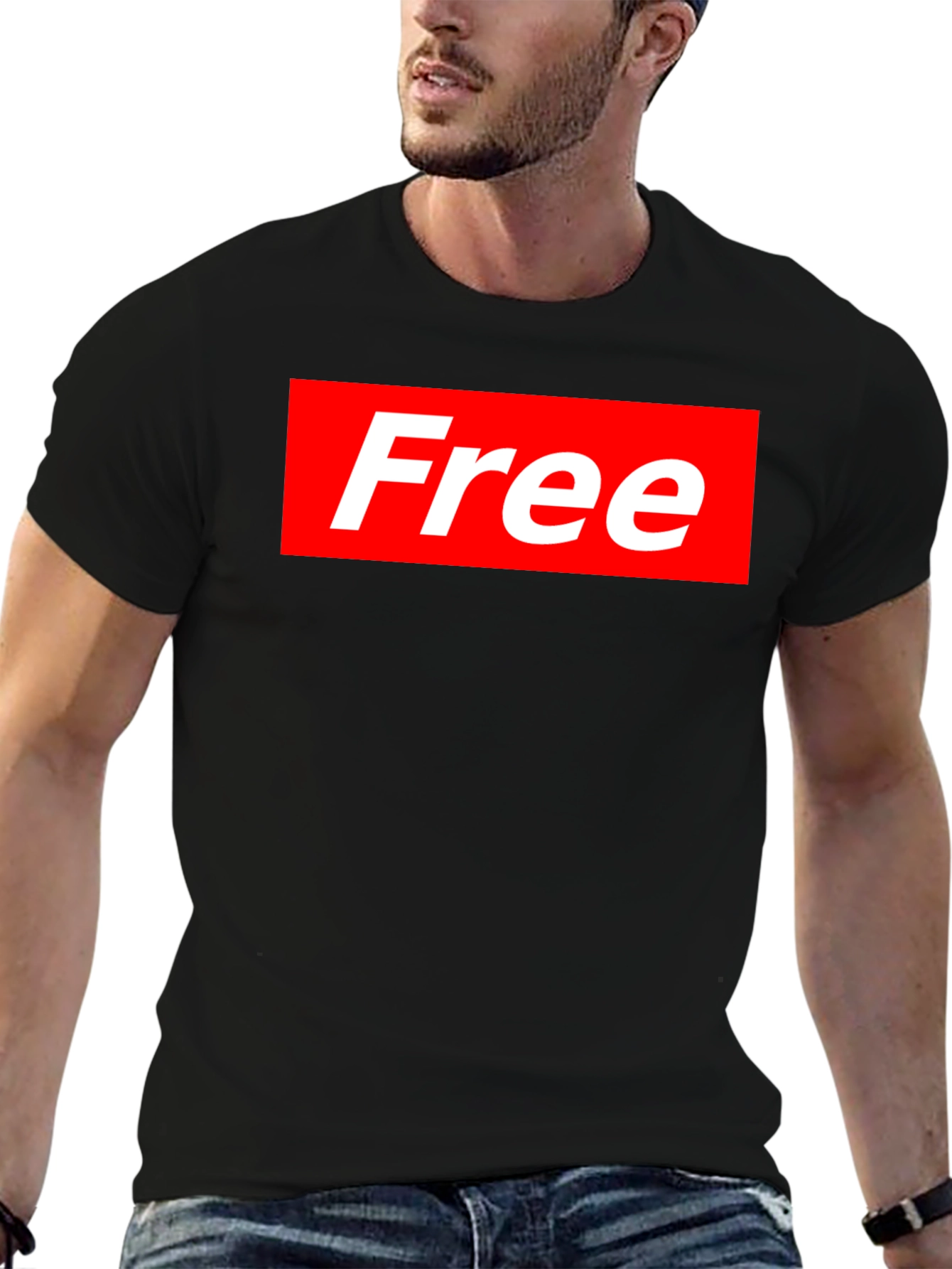 Free Supreme Style T-Shirt - Black Cotton Blend Tee