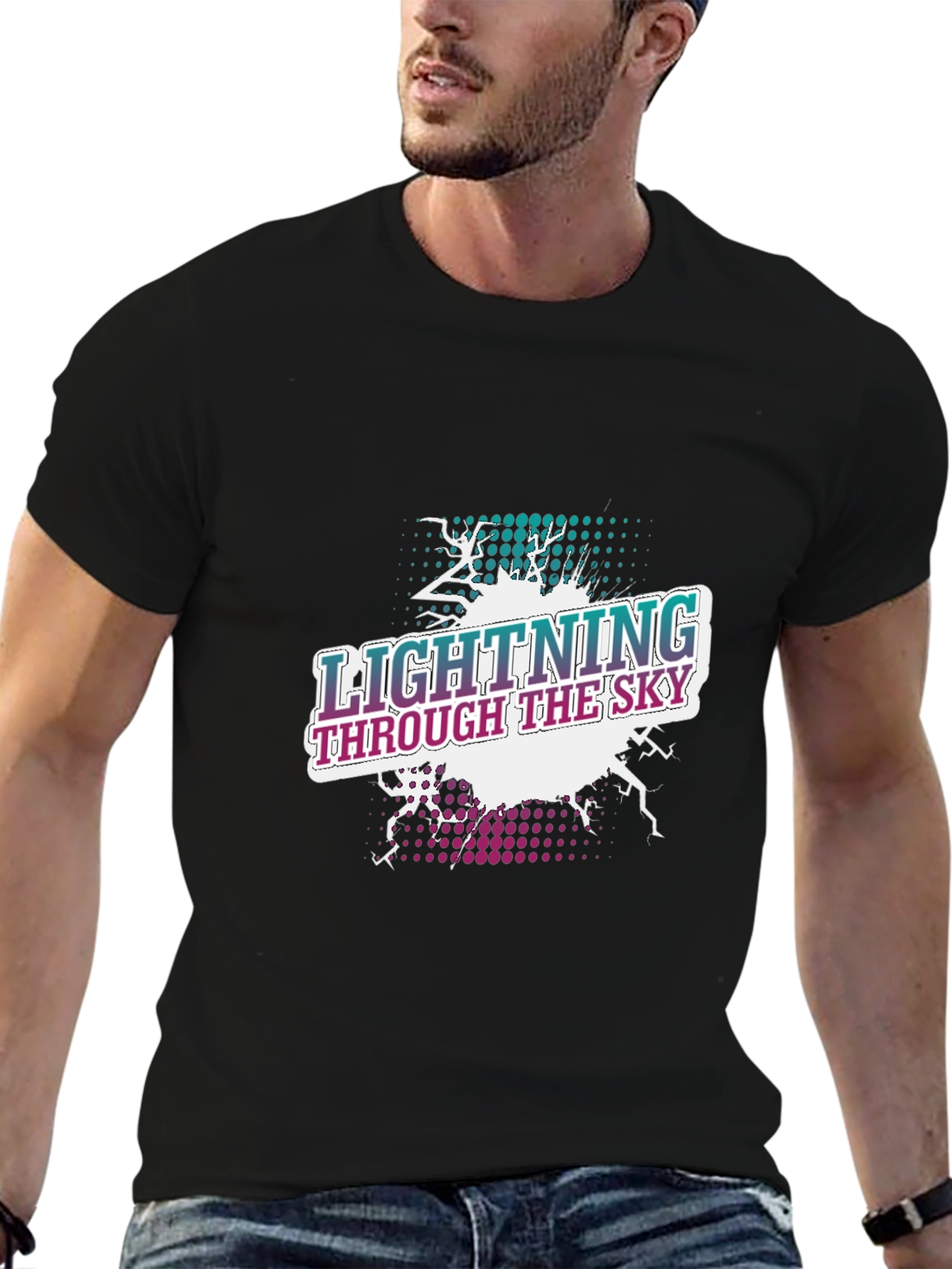 Lightning Through the Sky Graphic Tee - Black