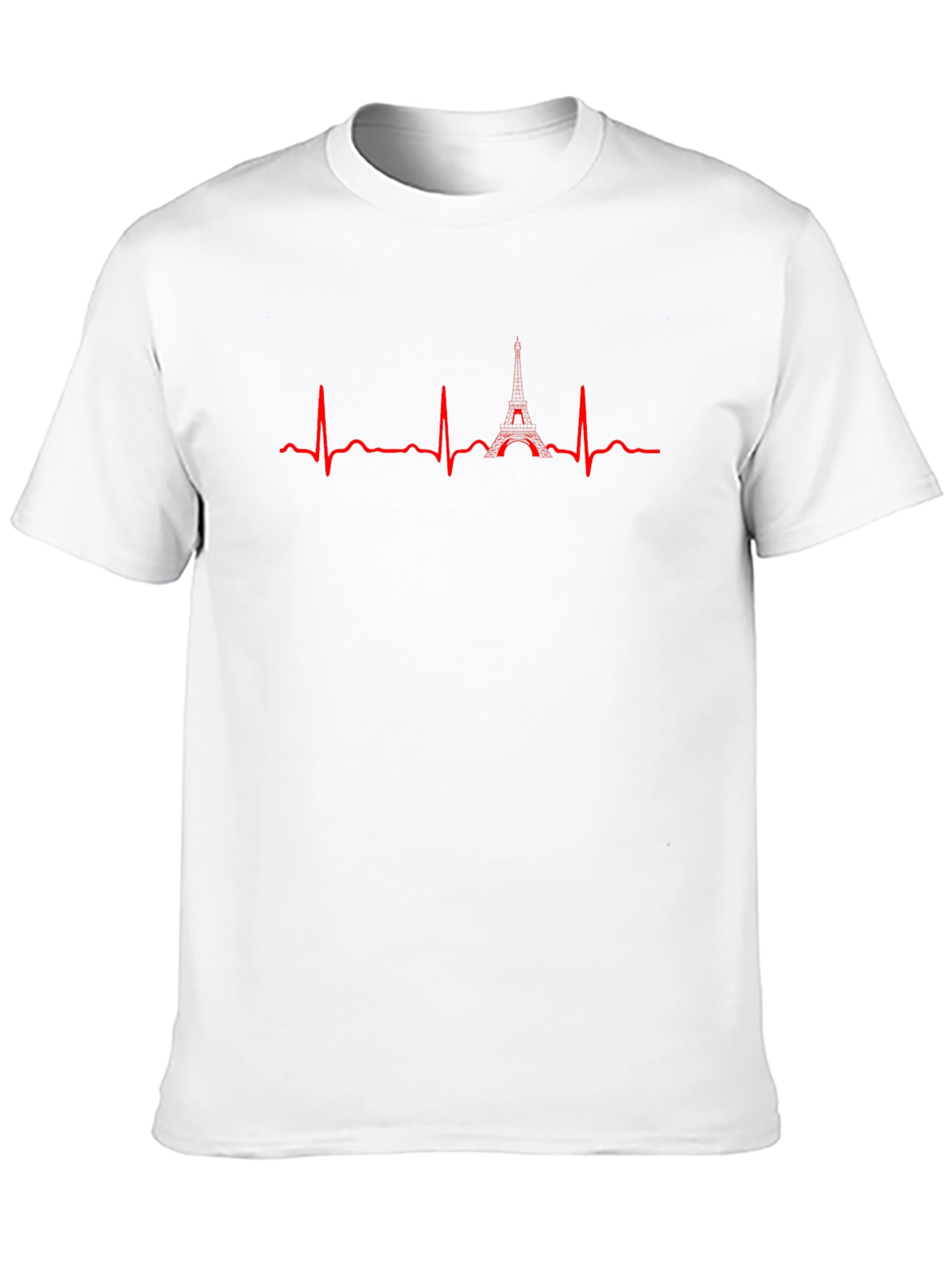 Paris Heartbeat Black Tee - Eiffel Tower ECG Design