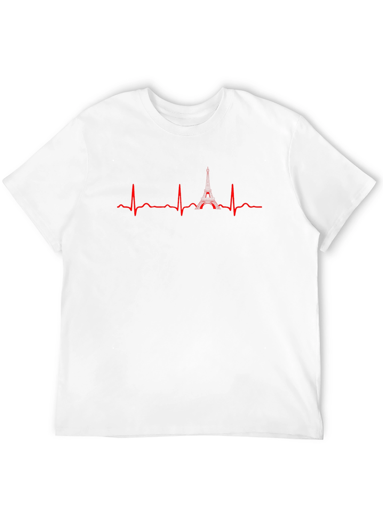 Paris Heartbeat Black Tee - Eiffel Tower ECG Design