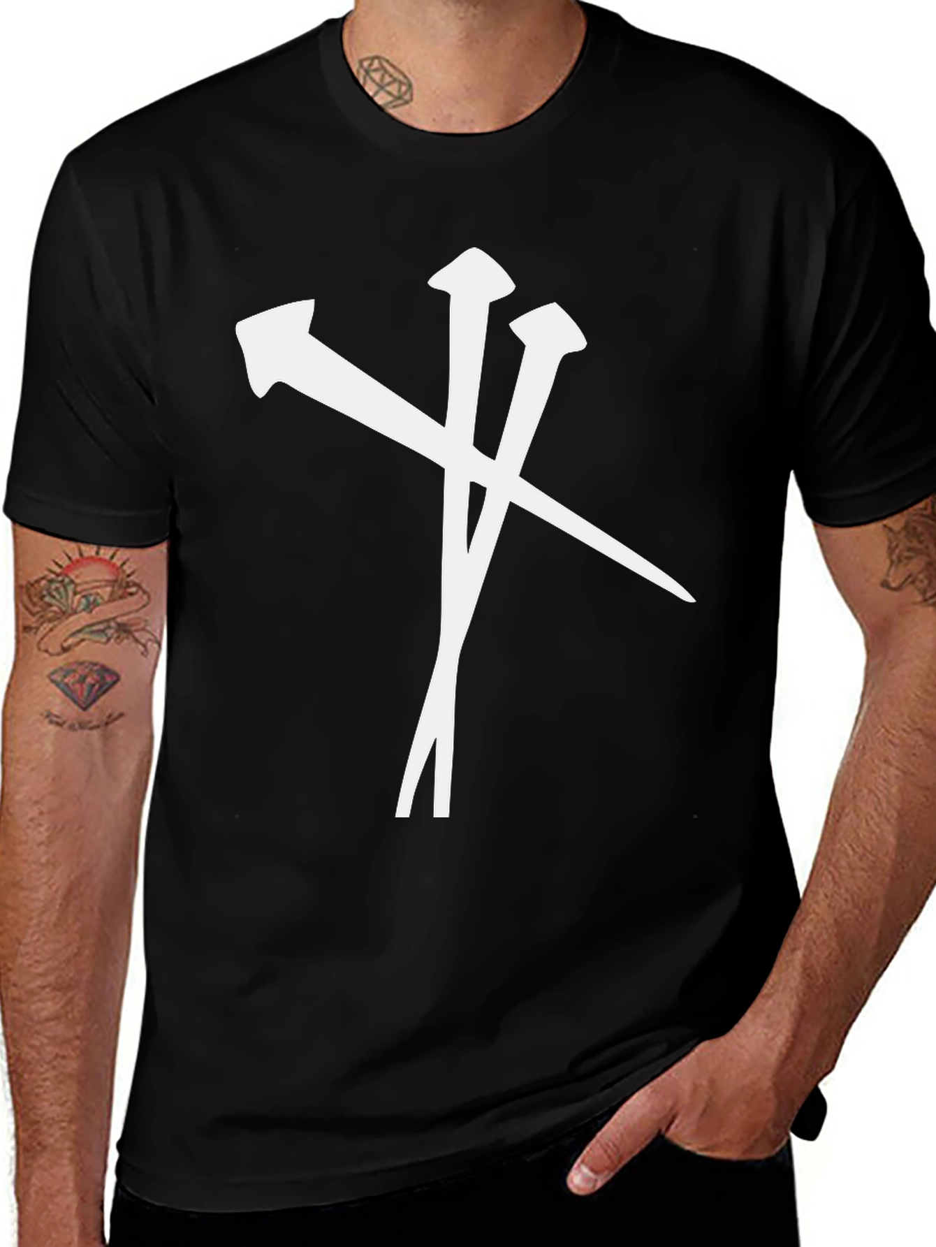 Nail Cross Graphic T-Shirt - Black