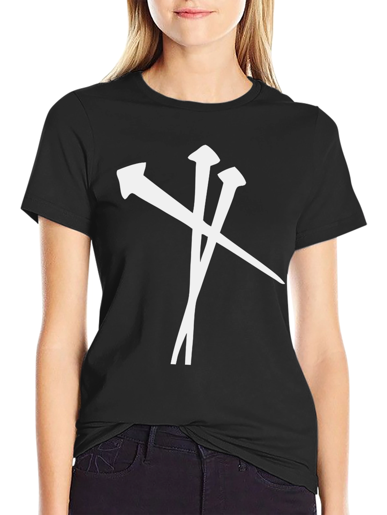 Nail Cross Graphic T-Shirt - Black