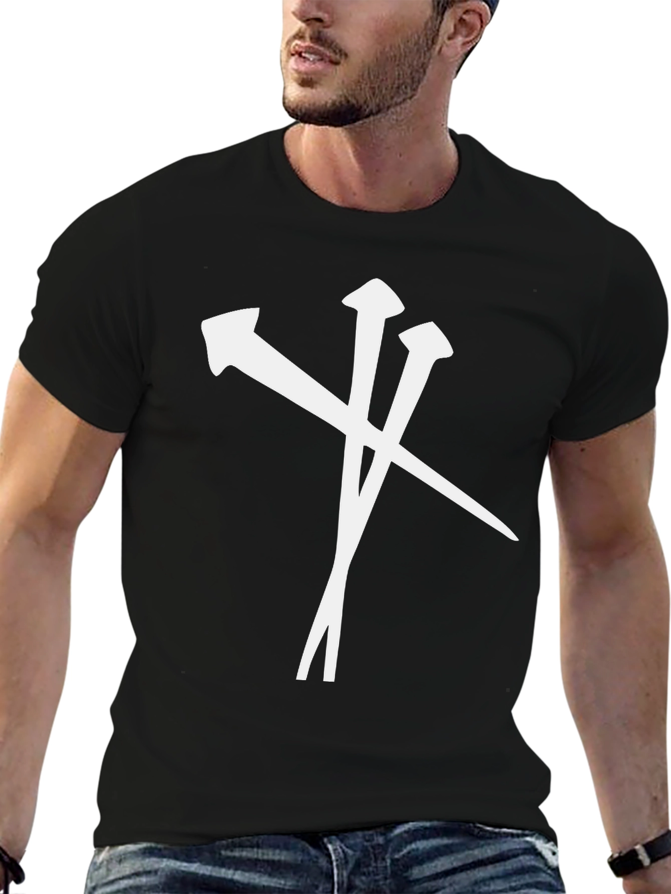 Nail Cross Graphic T-Shirt - Black