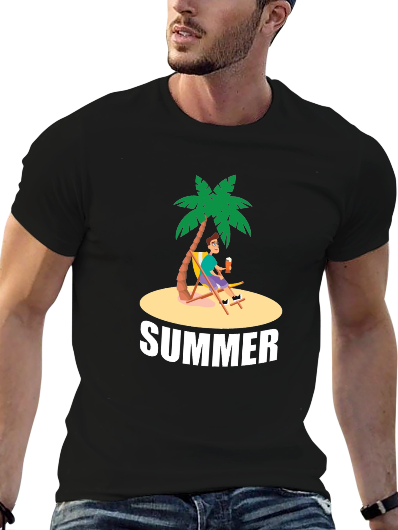 Summer Vibes Graphic T-Shirt - Palm Tree Design