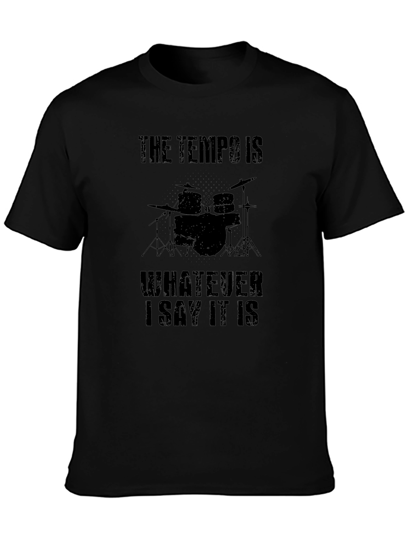 Tempo Drummer Black T-Shirt - Funny Musician Tee