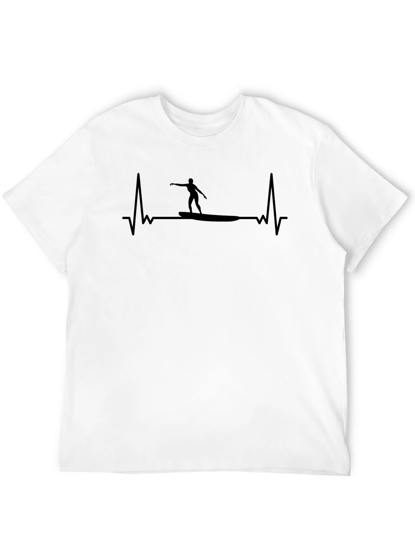 Surfing Heartbeat T-Shirt - Black